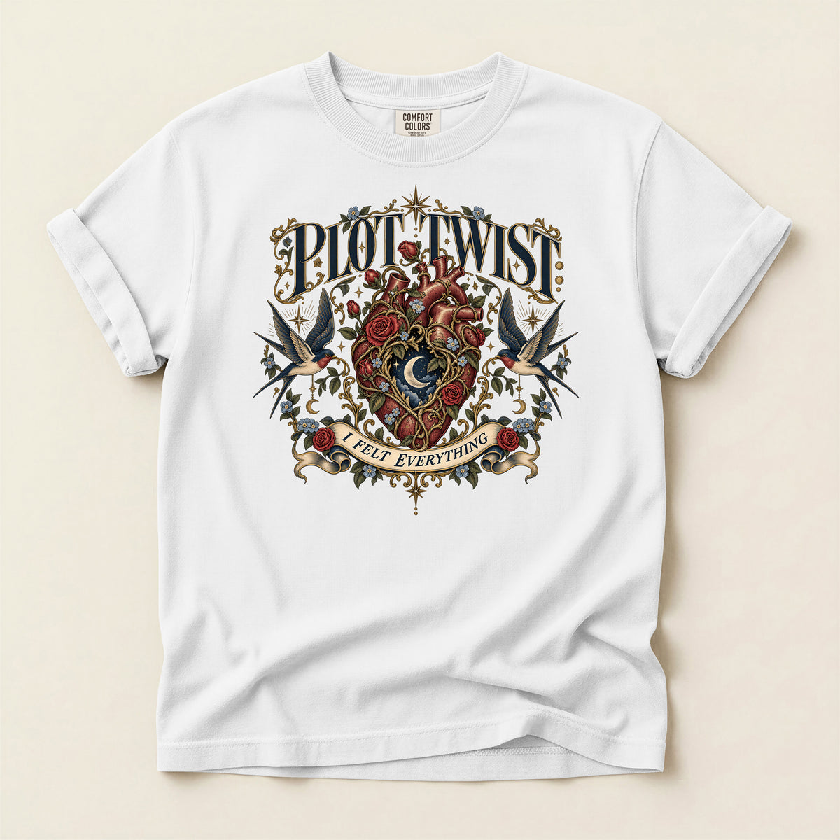 Plot Twist Heart Graphic T-Shirt — 'I Felt Everything' Vintage Tattoo Style Tee