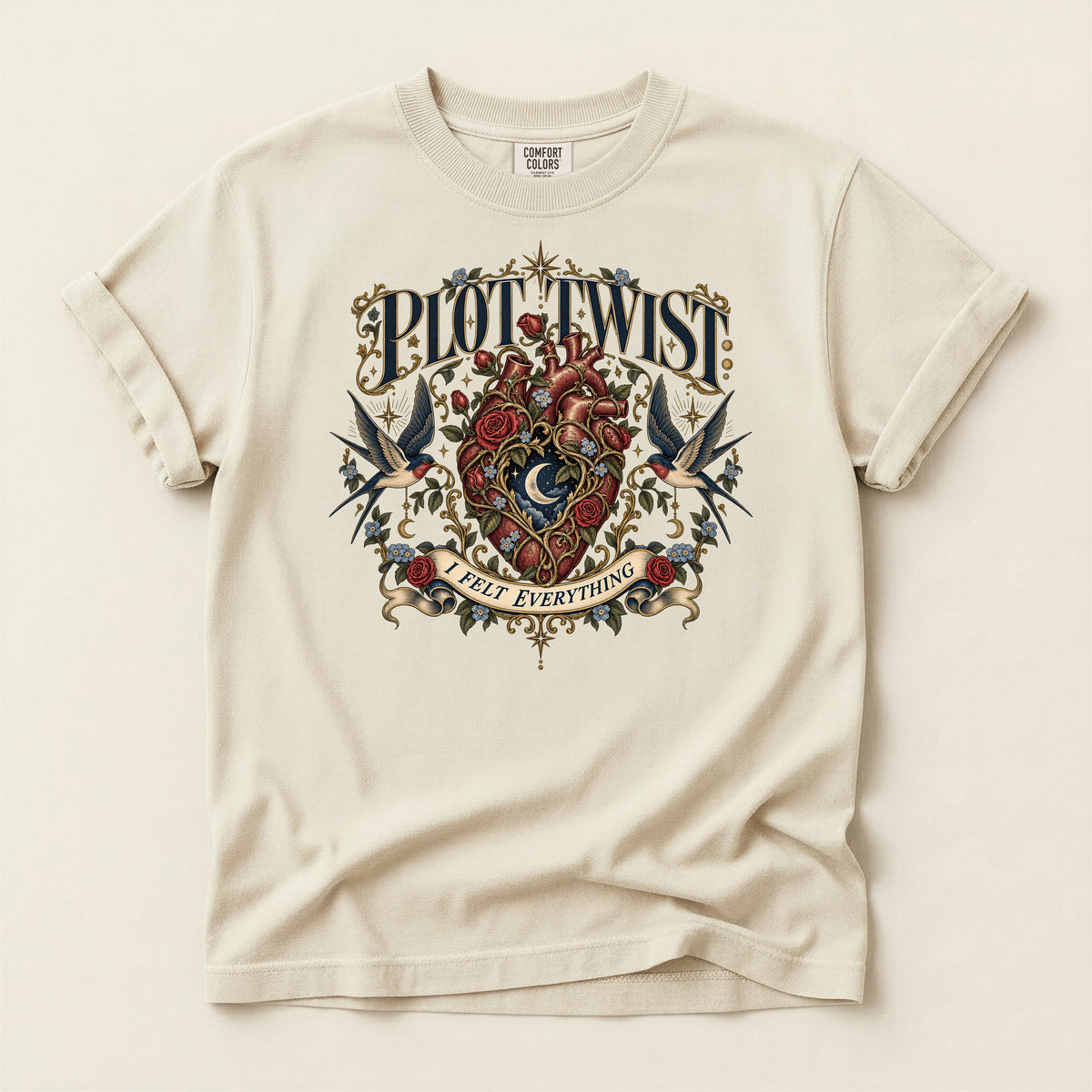 Plot Twist Heart Graphic T-Shirt — 'I Felt Everything' Vintage Tattoo Style Tee