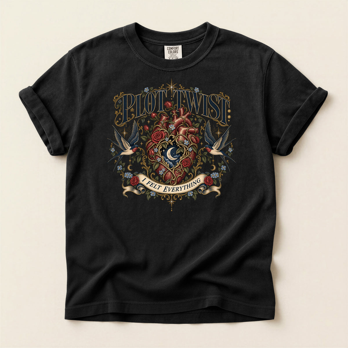 Plot Twist Heart Graphic T-Shirt — 'I Felt Everything' Vintage Tattoo Style Tee