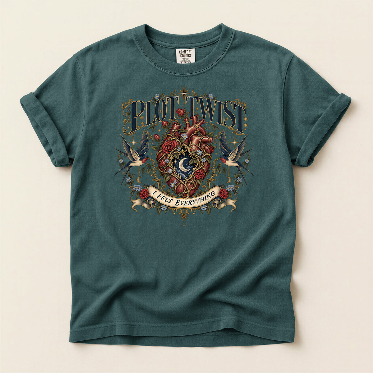 Plot Twist Heart Graphic T-Shirt — 'I Felt Everything' Vintage Tattoo Style Tee