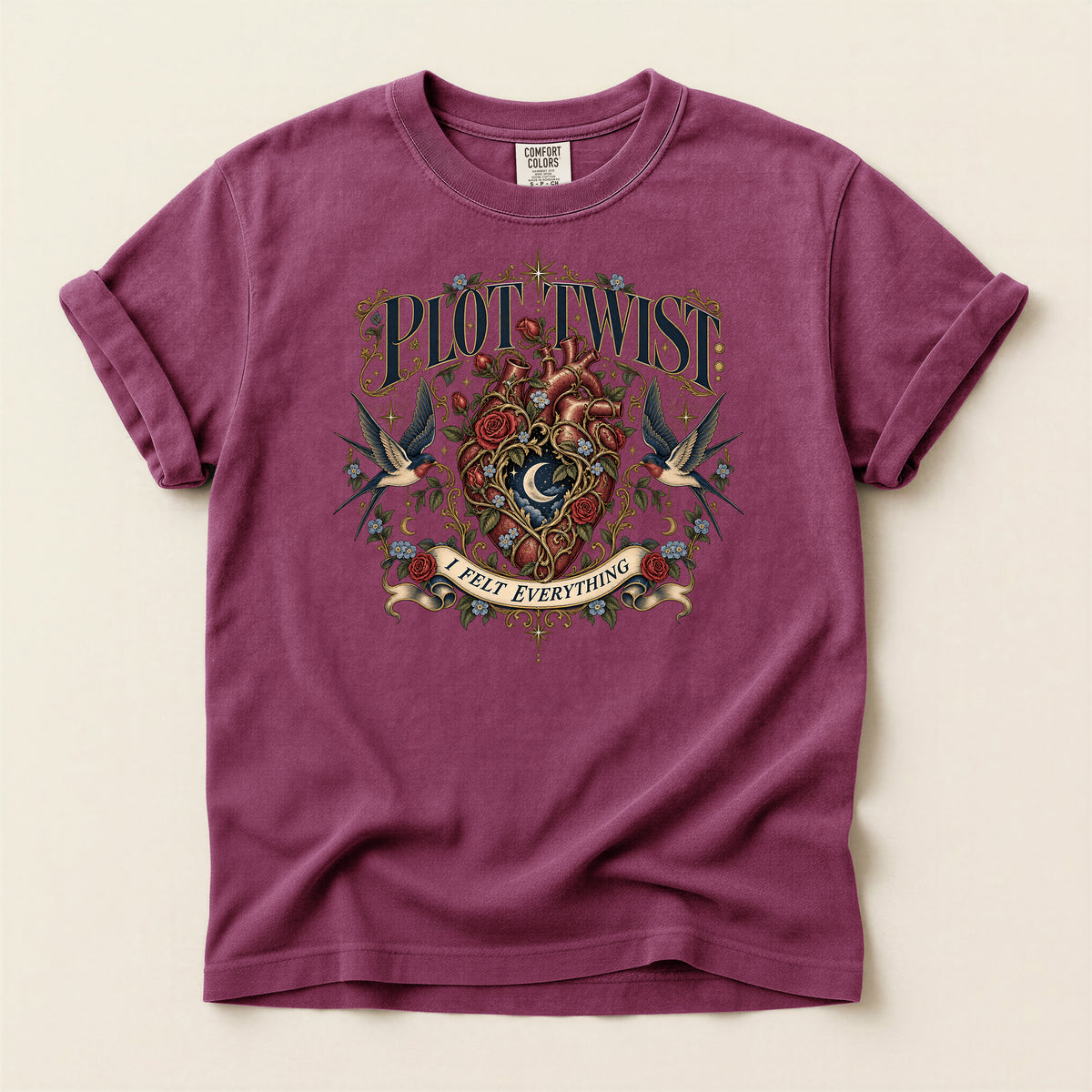 Plot Twist Heart Graphic T-Shirt — 'I Felt Everything' Vintage Tattoo Style Tee