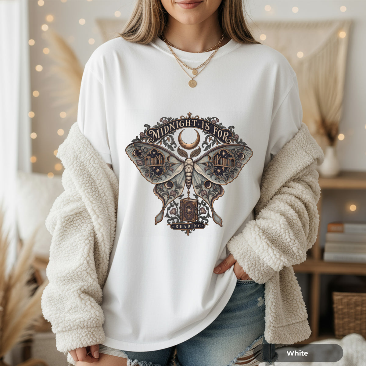 Midnight Moth Tee — Gothic Moon Moth T-Shirt