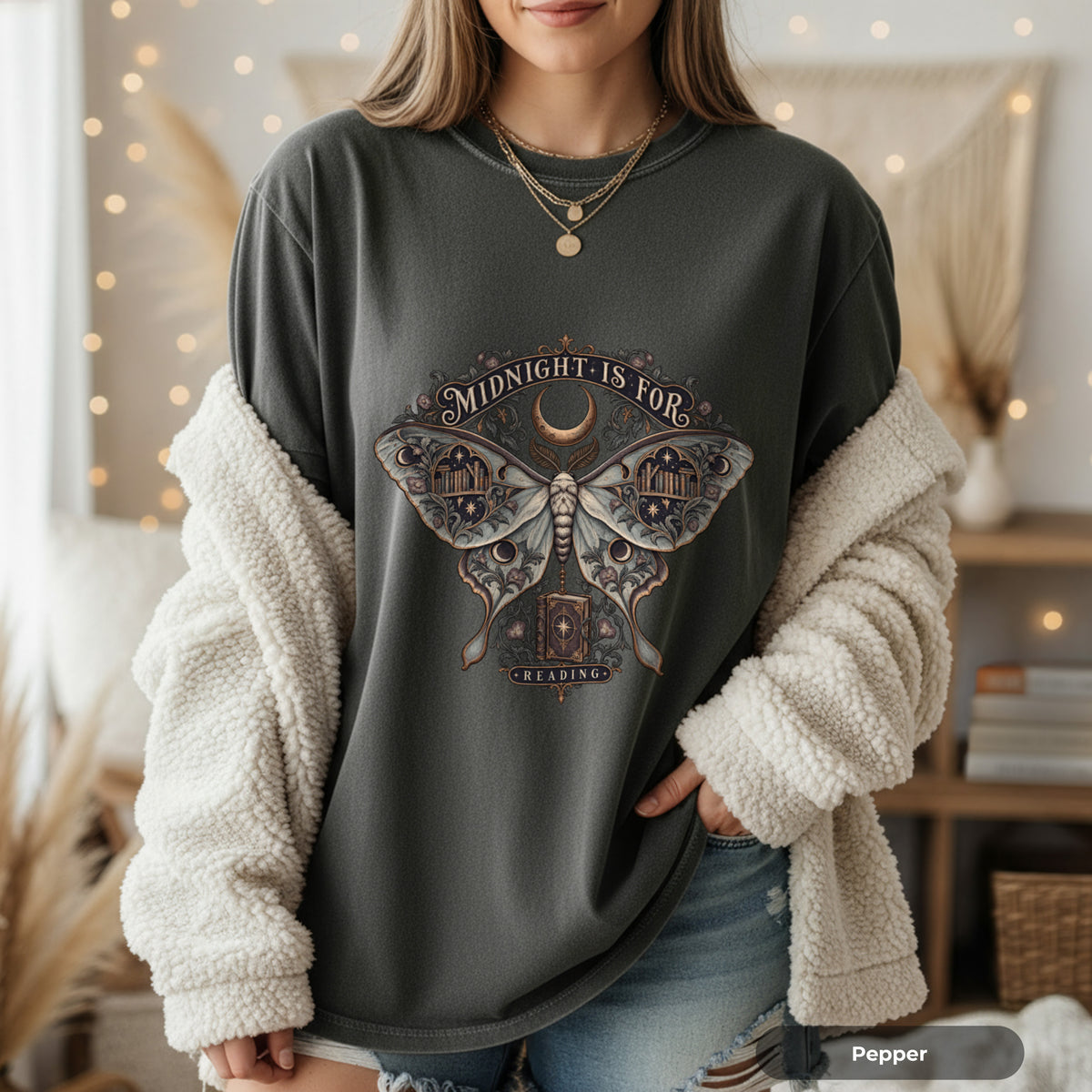 Midnight Moth Tee — Gothic Moon Moth T-Shirt