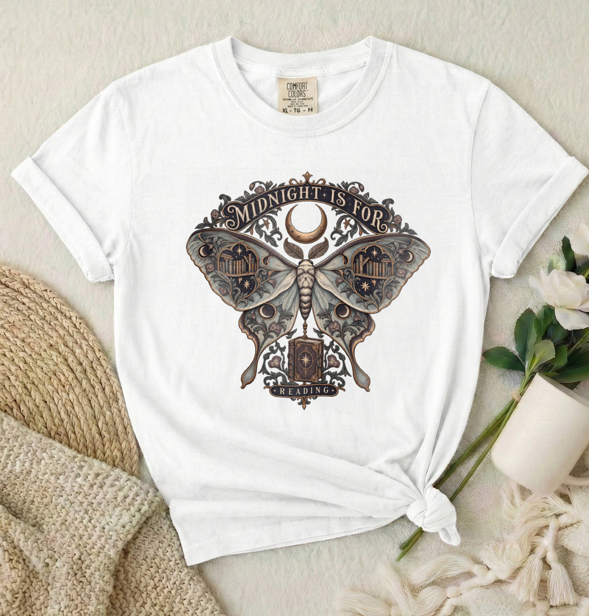 Midnight Moth Tee — Gothic Moon Moth T-Shirt