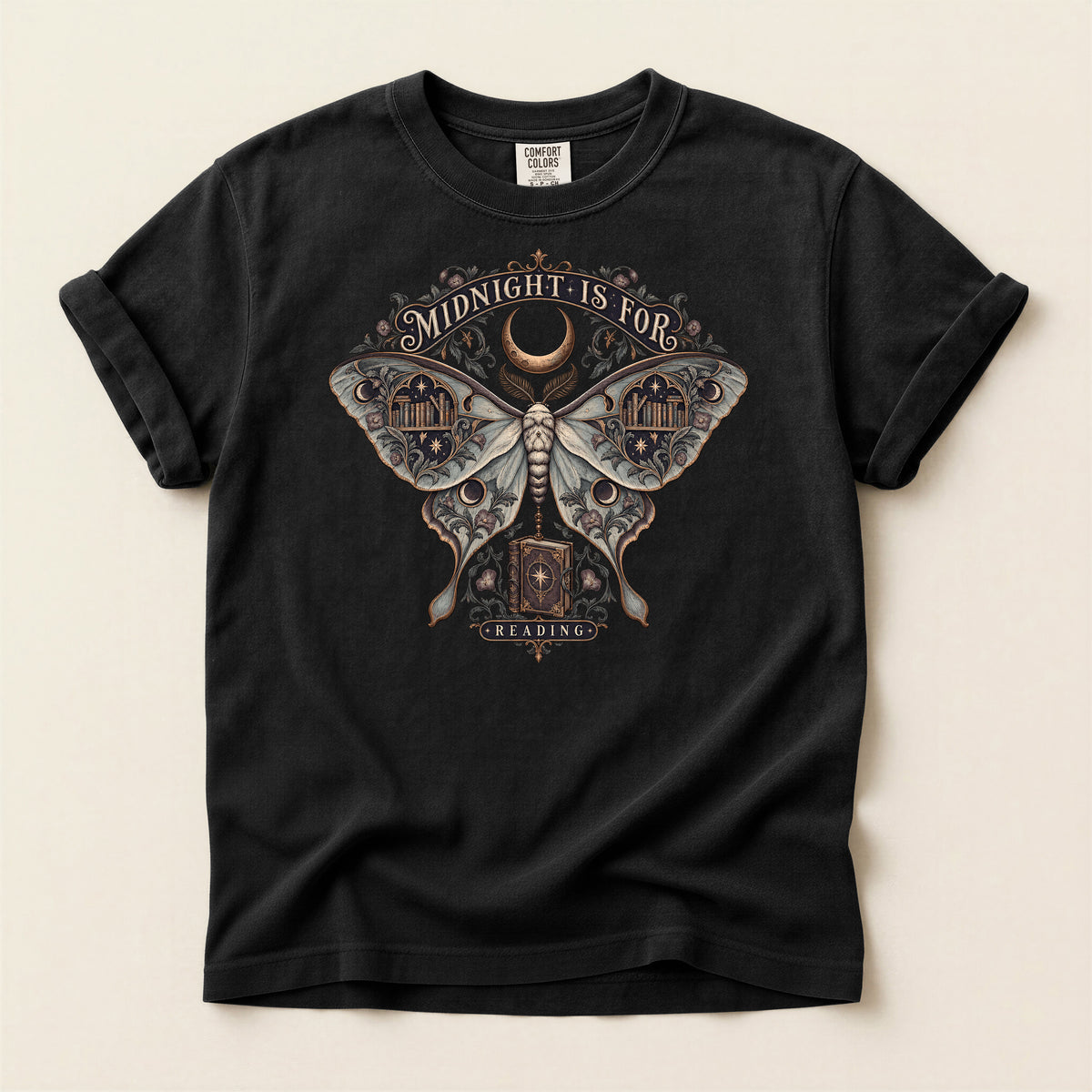Midnight Moth Tee — Gothic Moon Moth T-Shirt