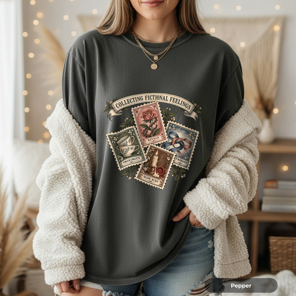 Collecting Fictional Feelings T-Shirt — Vintage Postage Bookish Tee