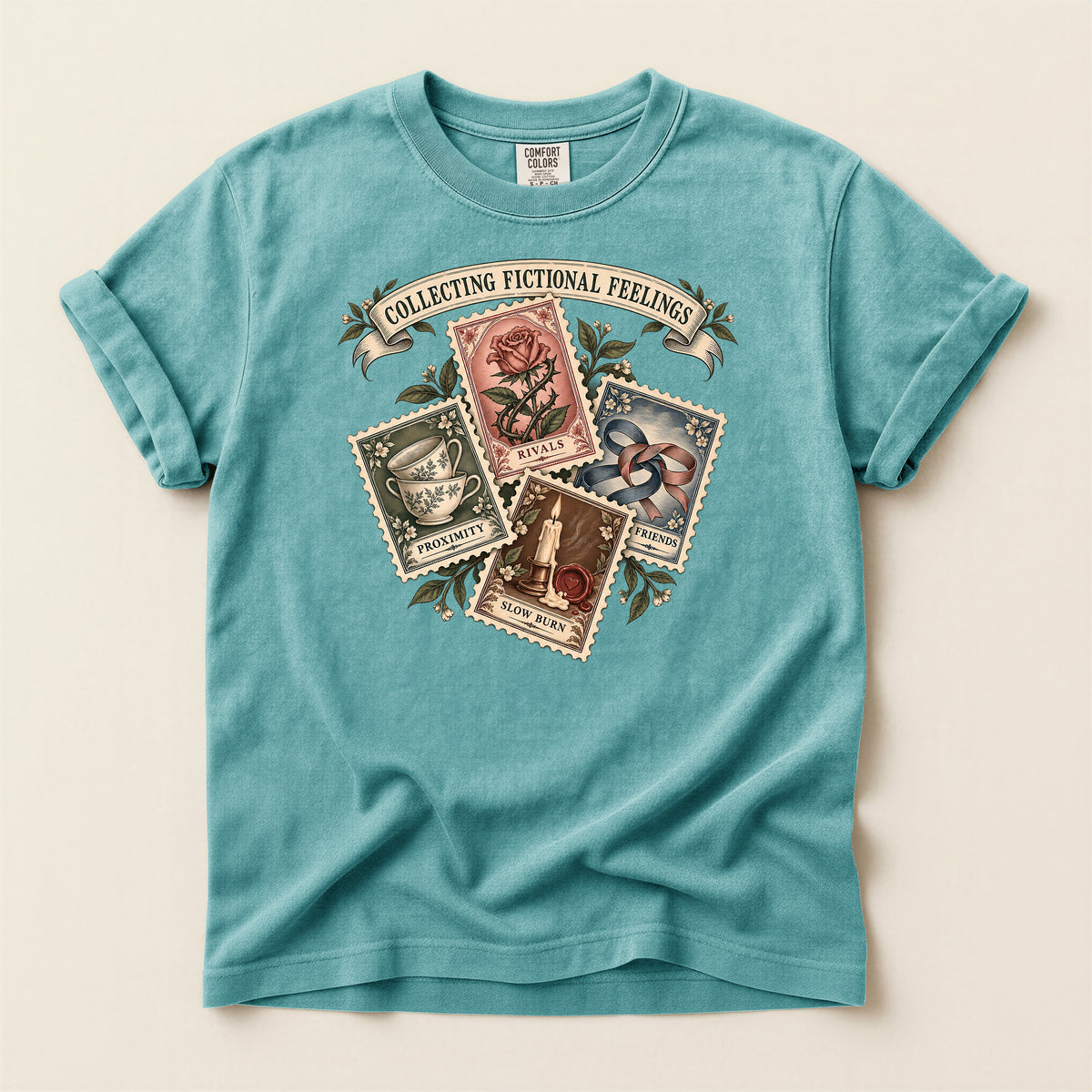 Collecting Fictional Feelings T-Shirt — Vintage Postage Bookish Tee