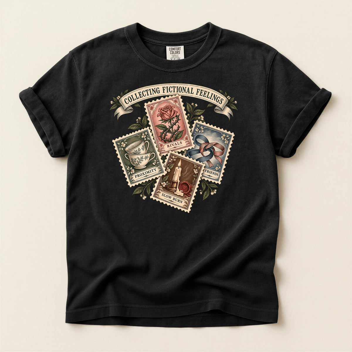 Collecting Fictional Feelings T-Shirt — Vintage Postage Bookish Tee