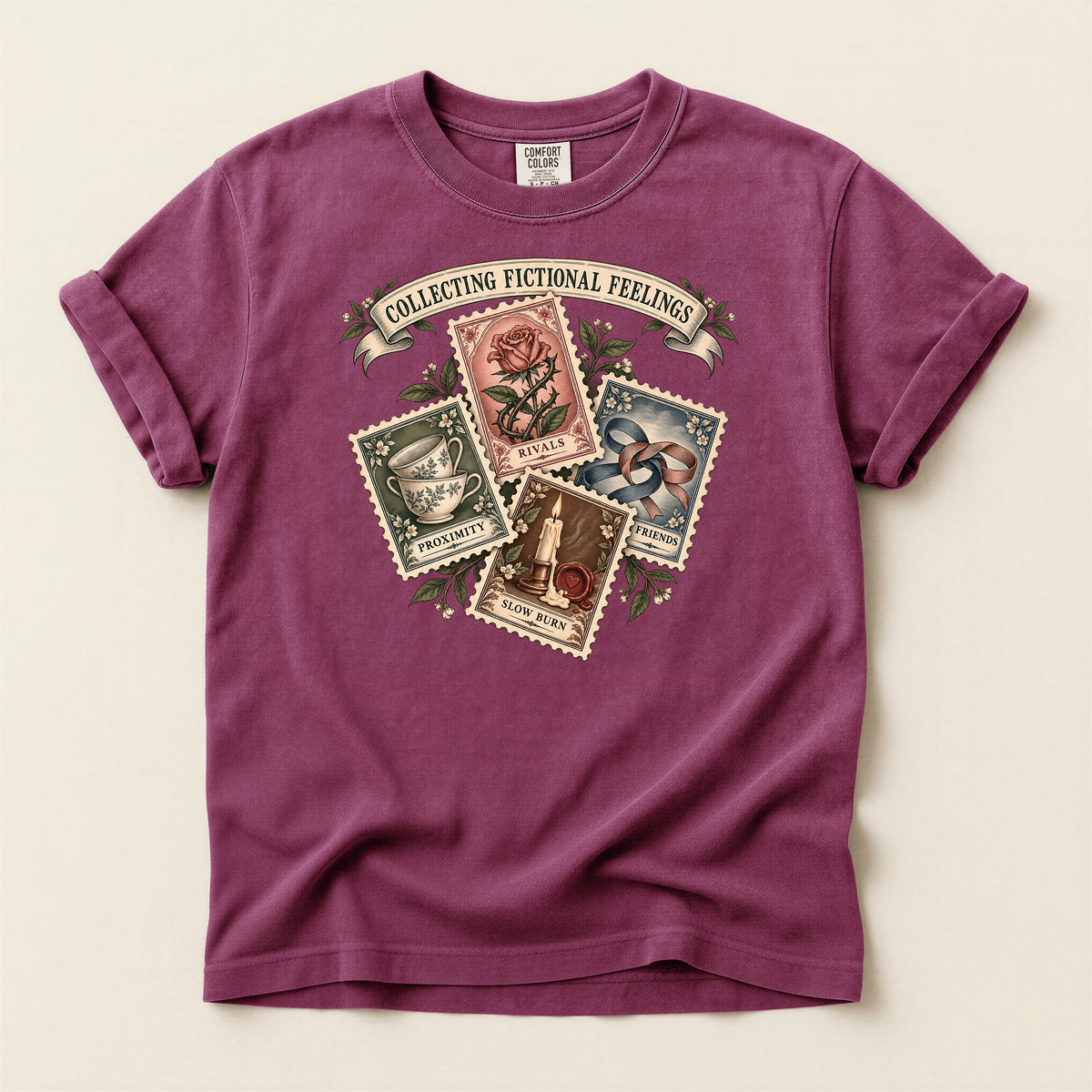 Collecting Fictional Feelings T-Shirt — Vintage Postage Bookish Tee