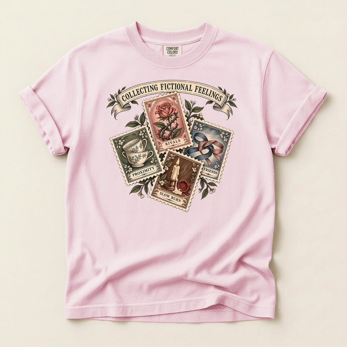 Collecting Fictional Feelings T-Shirt — Vintage Postage Bookish Tee