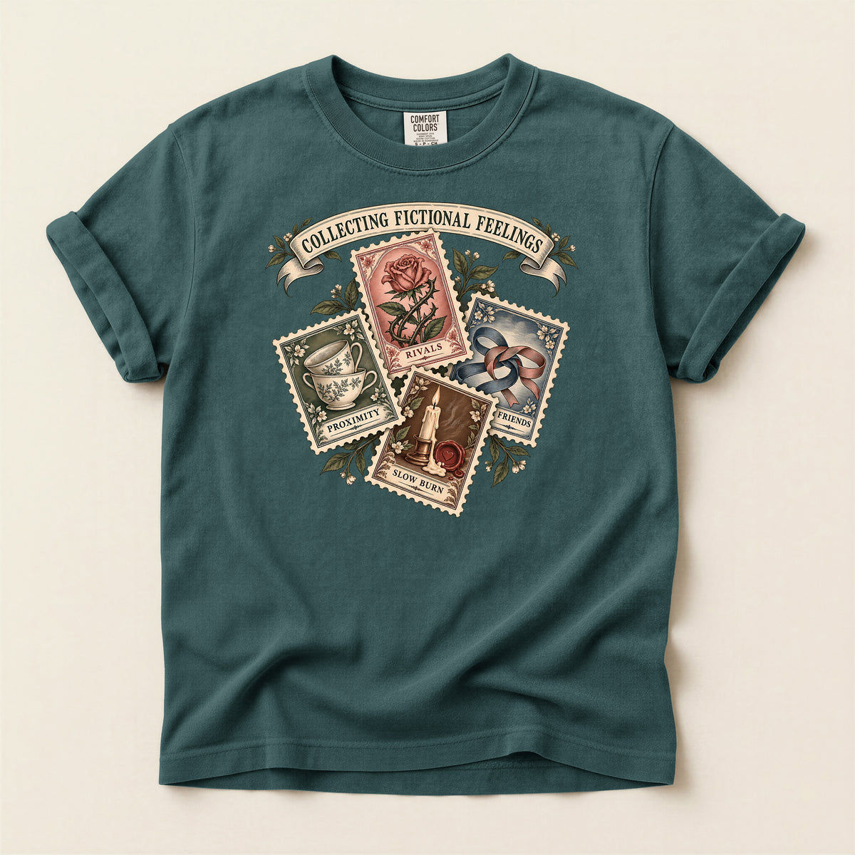 Collecting Fictional Feelings T-Shirt — Vintage Postage Bookish Tee