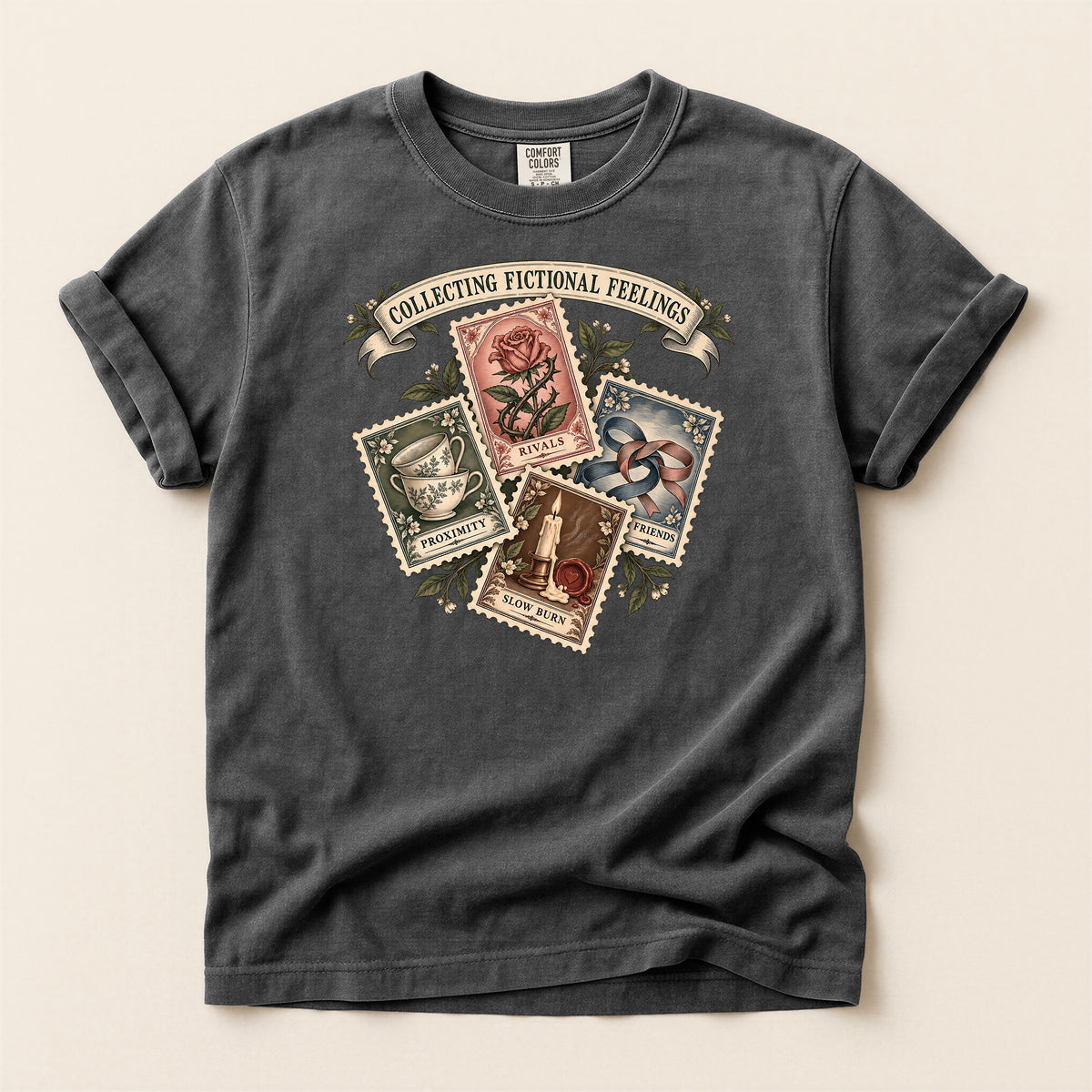 Collecting Fictional Feelings T-Shirt — Vintage Postage Bookish Tee