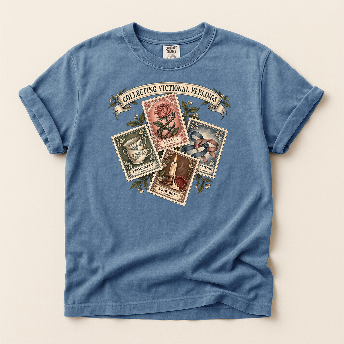 Collecting Fictional Feelings T-Shirt — Vintage Postage Bookish Tee