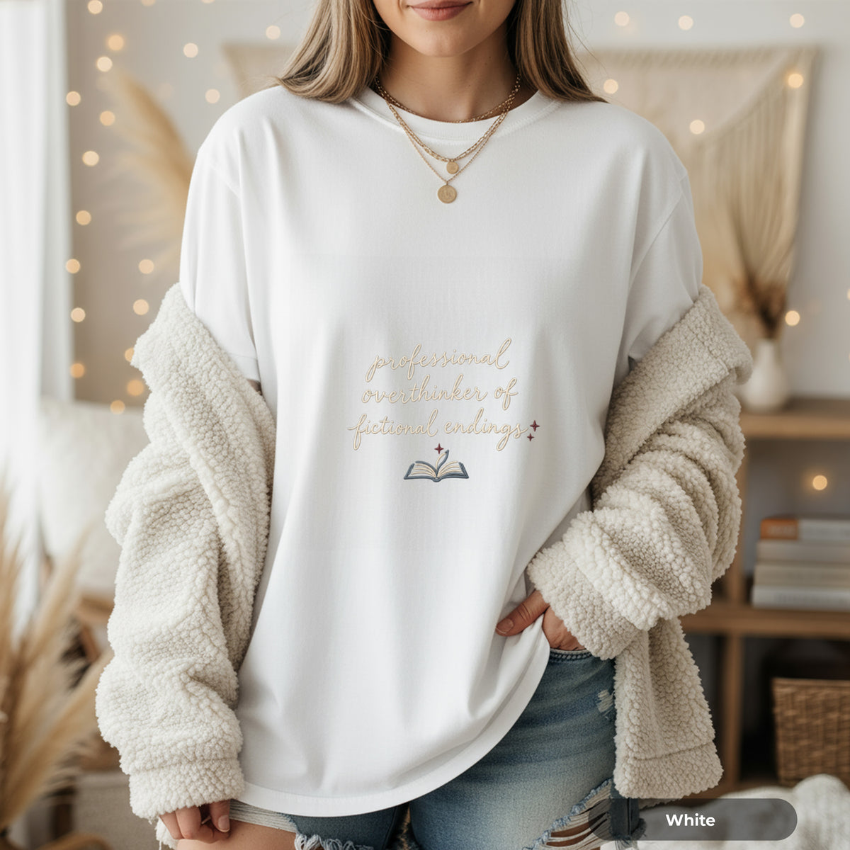 Book Lover T-Shirt — "Professional Overthinker of Fictional Endings" Graphic Tee