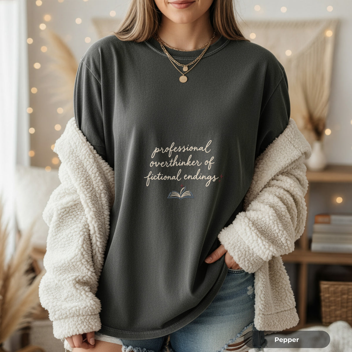 Book Lover T-Shirt — "Professional Overthinker of Fictional Endings" Graphic Tee