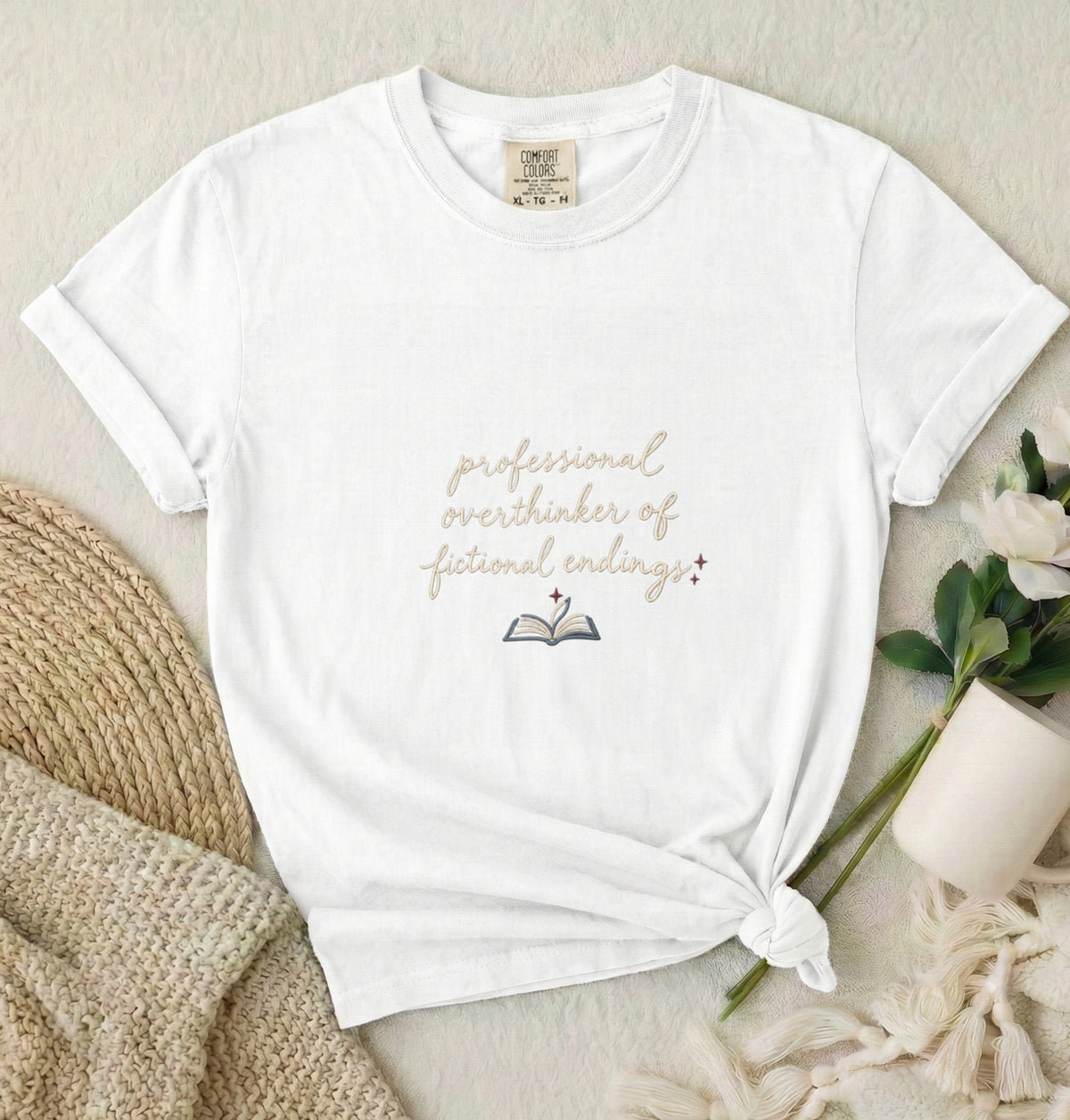 Book Lover T-Shirt — "Professional Overthinker of Fictional Endings" Graphic Tee