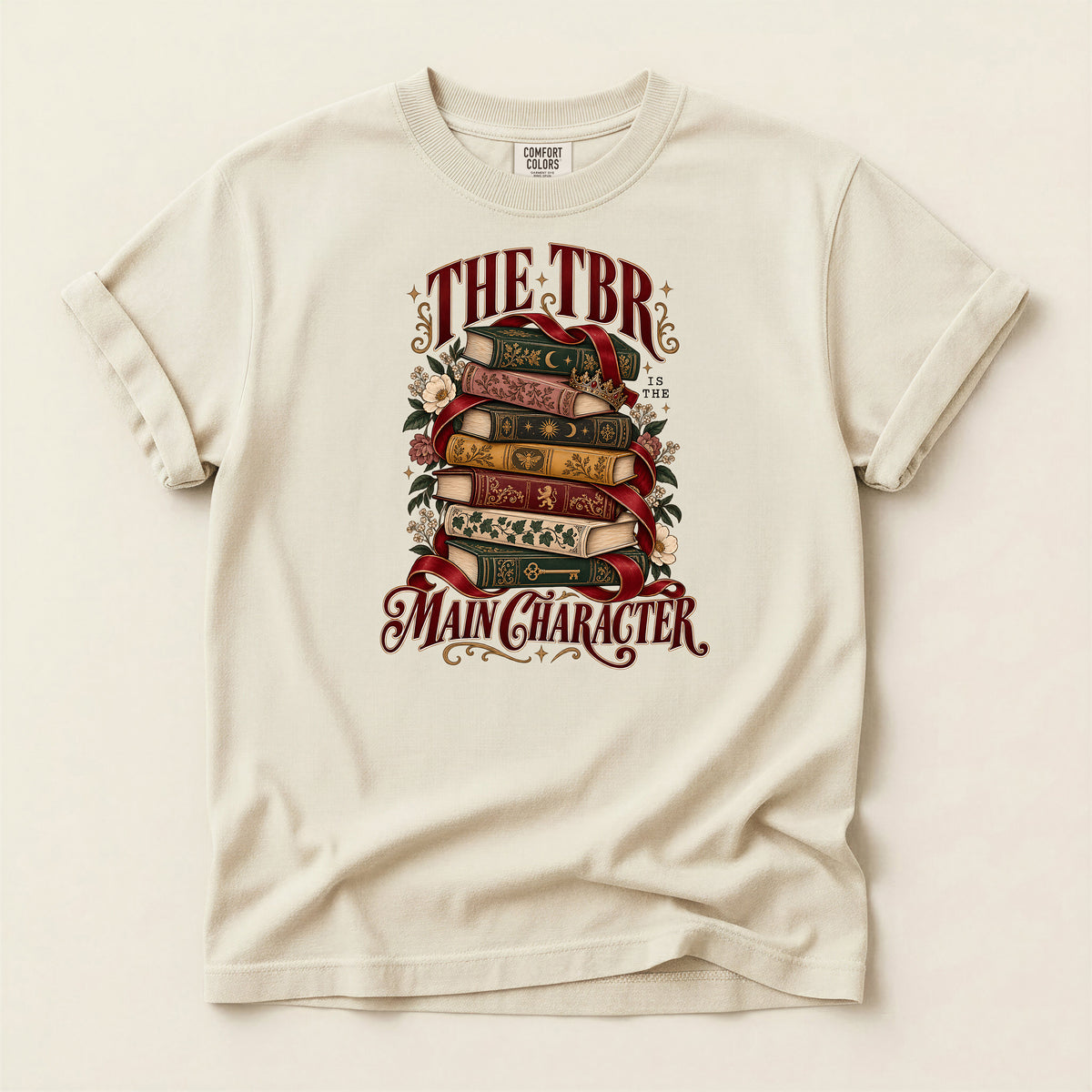 T-Shirt — “The TBR Main Character” Stack of Books Graphic Tee