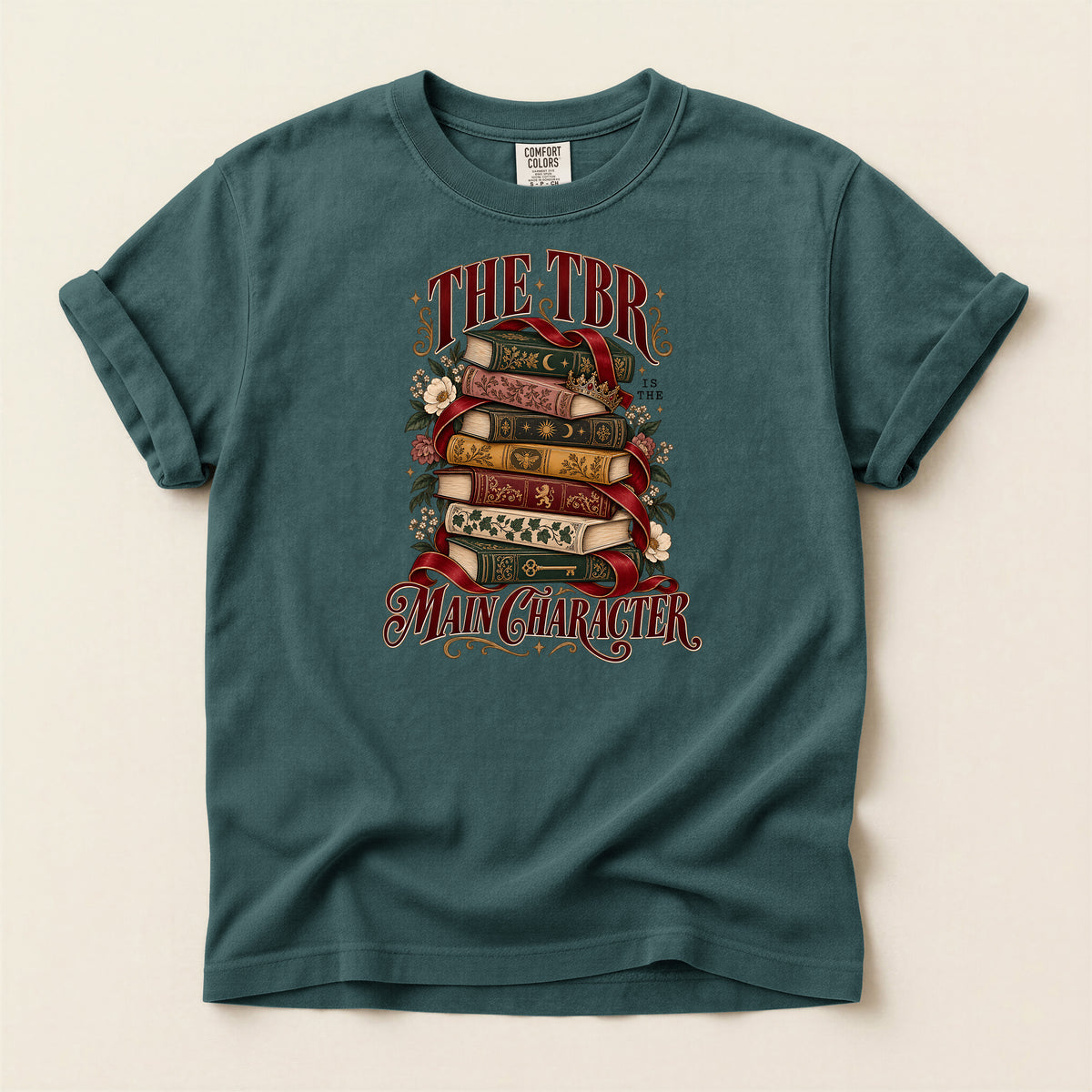 T-Shirt — “The TBR Main Character” Stack of Books Graphic Tee