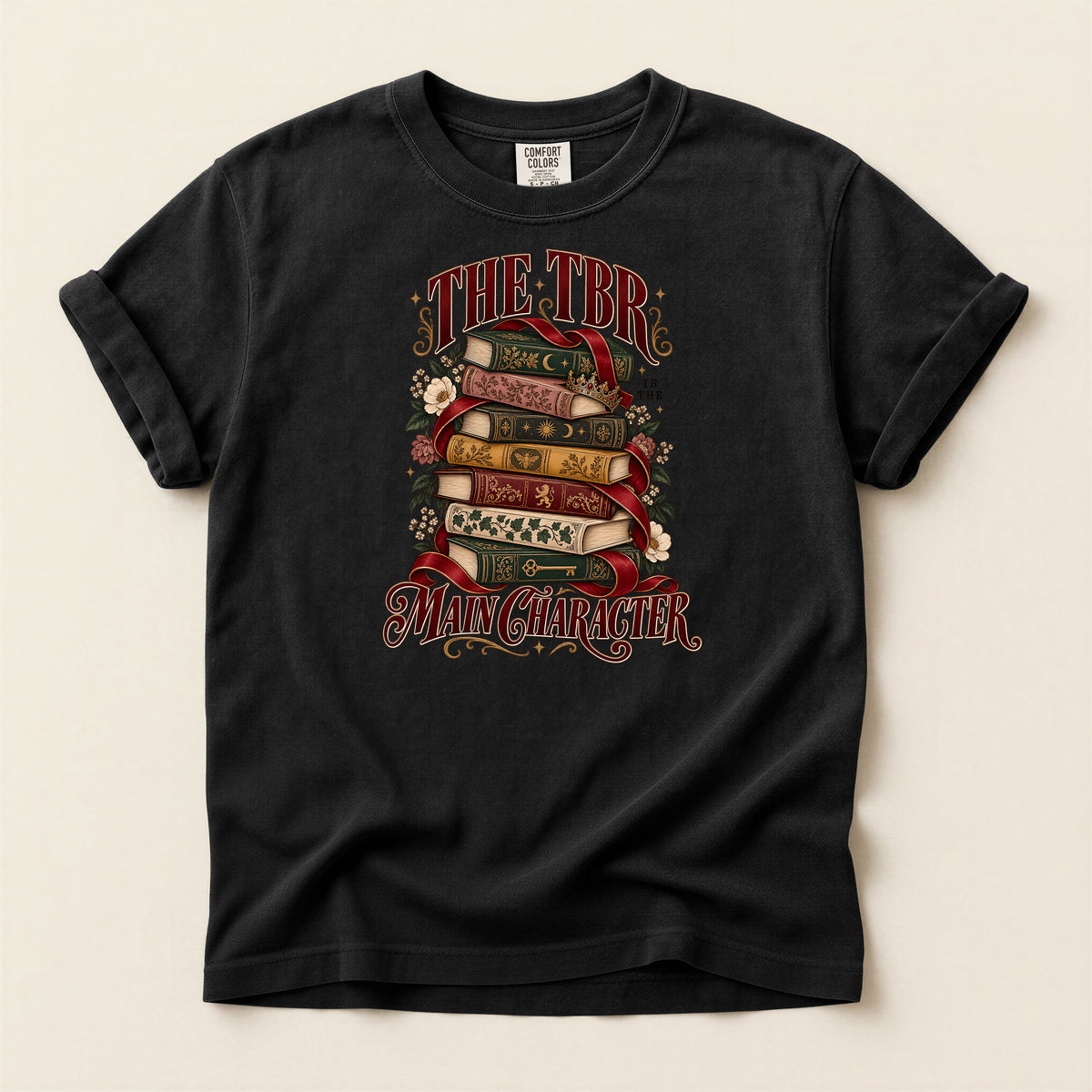 T-Shirt — “The TBR Main Character” Stack of Books Graphic Tee