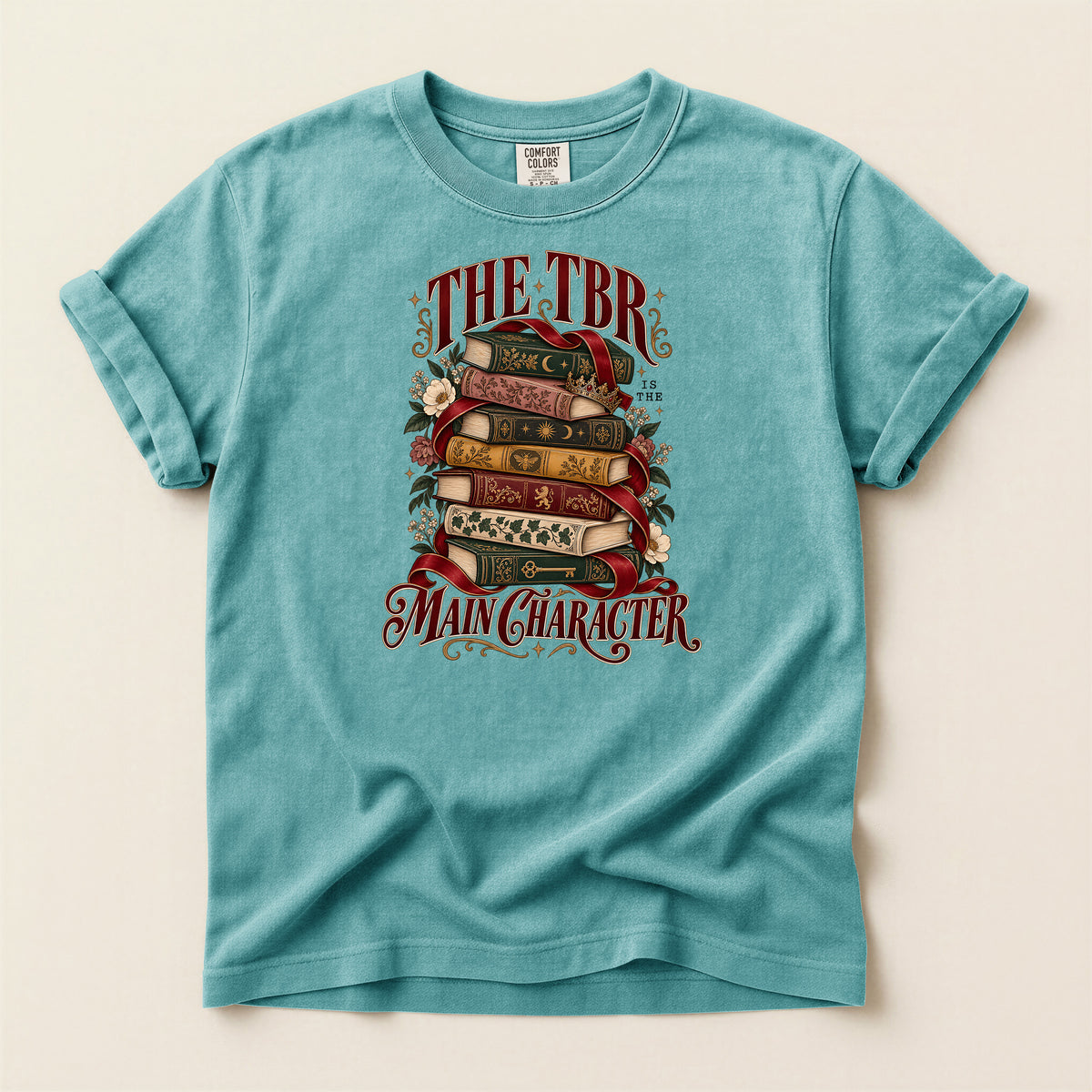 T-Shirt — “The TBR Main Character” Stack of Books Graphic Tee