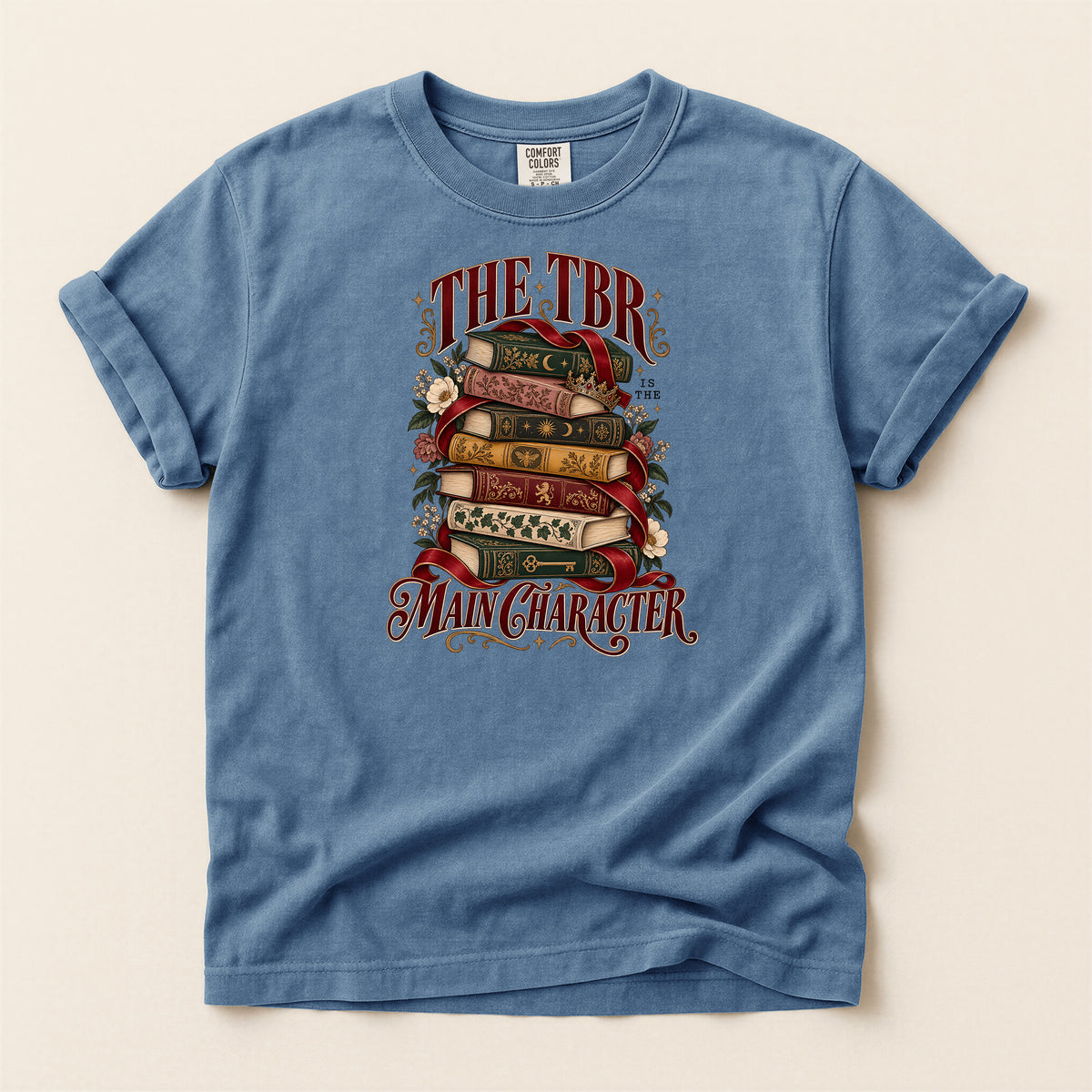 T-Shirt — “The TBR Main Character” Stack of Books Graphic Tee