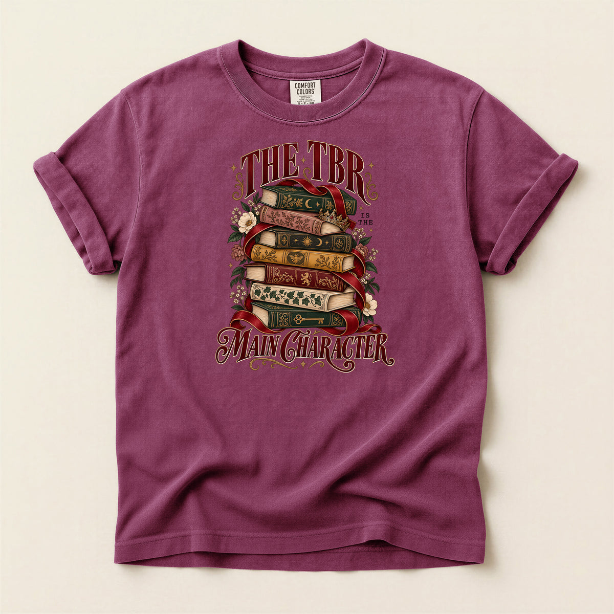 T-Shirt — “The TBR Main Character” Stack of Books Graphic Tee