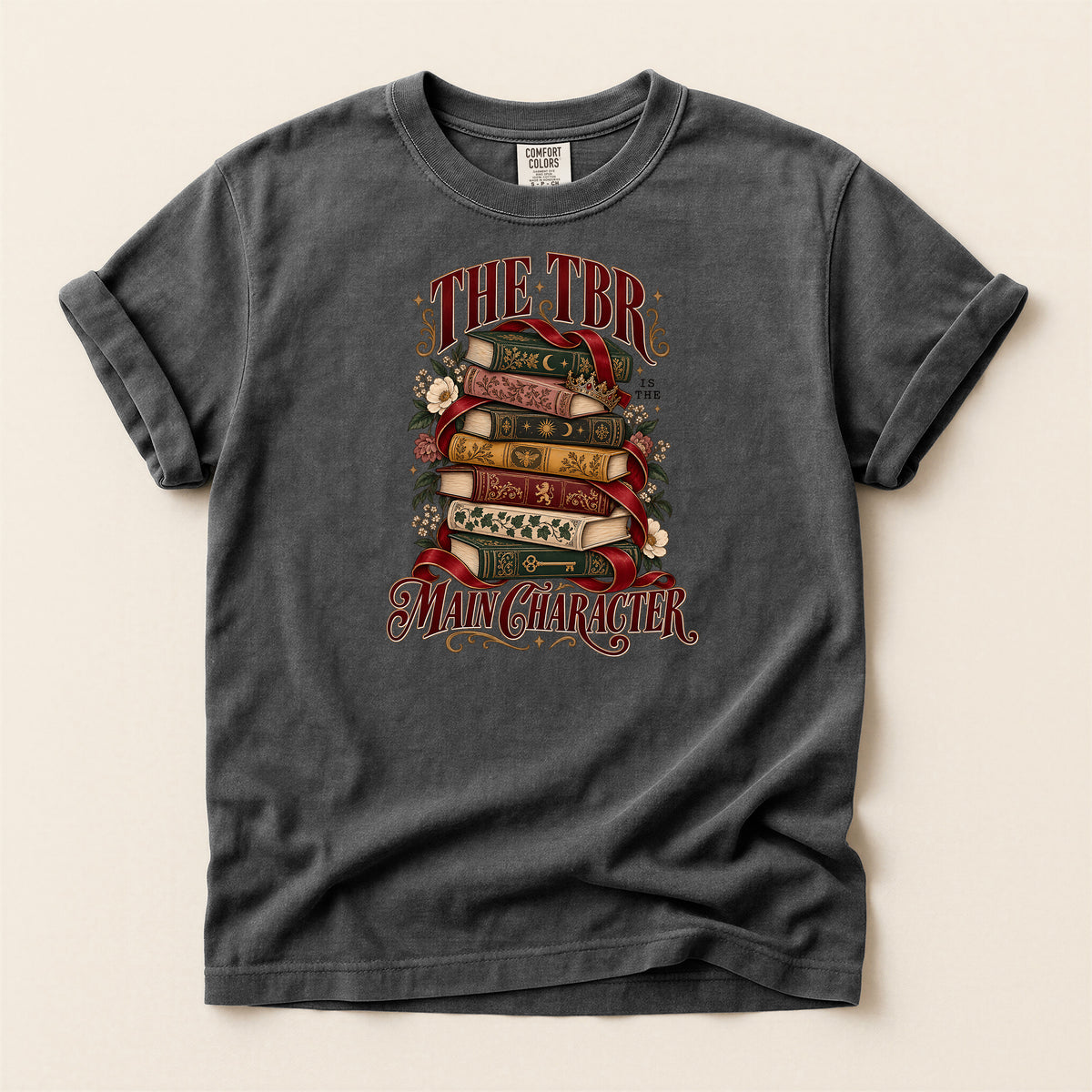 T-Shirt — “The TBR Main Character” Stack of Books Graphic Tee