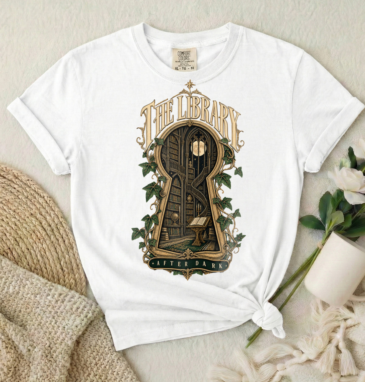 Library Keyhole T-Shirt — "The Library" Vintage Booklover Tee