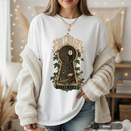Library Keyhole T-Shirt — "The Library" Vintage Booklover Tee