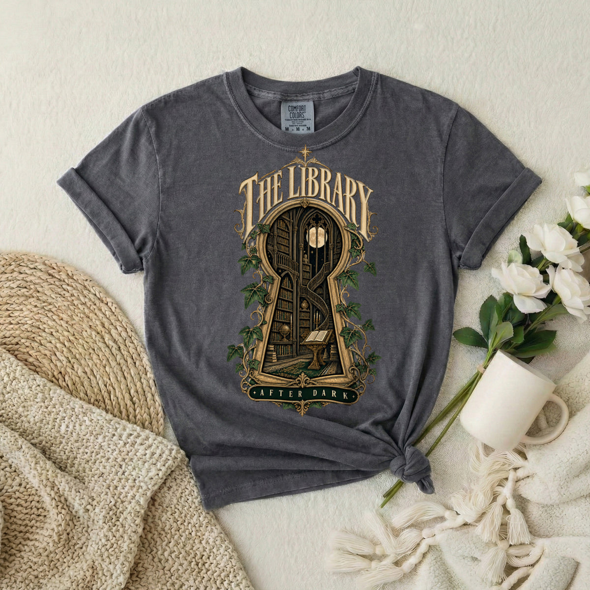 Library Keyhole T-Shirt — "The Library" Vintage Booklover Tee