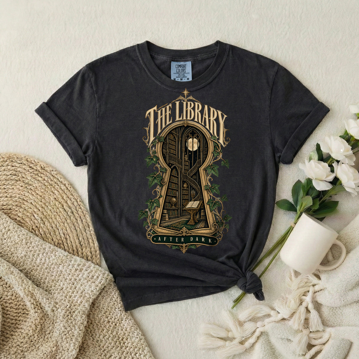 Library Keyhole T-Shirt — "The Library" Vintage Booklover Tee