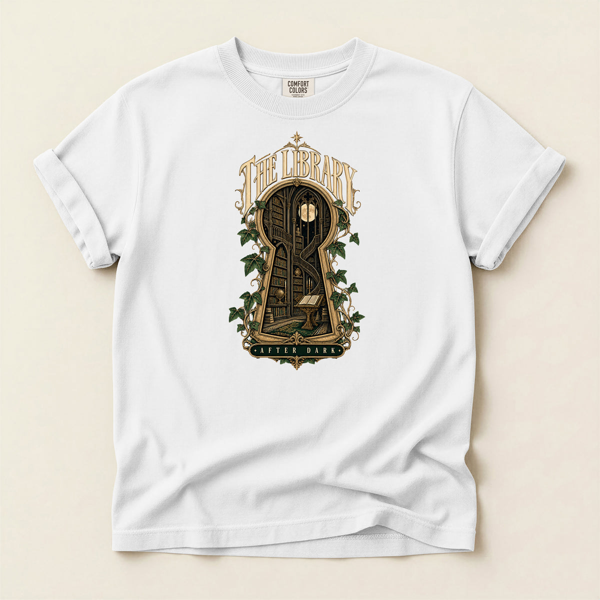Library Keyhole T-Shirt — "The Library" Vintage Booklover Tee