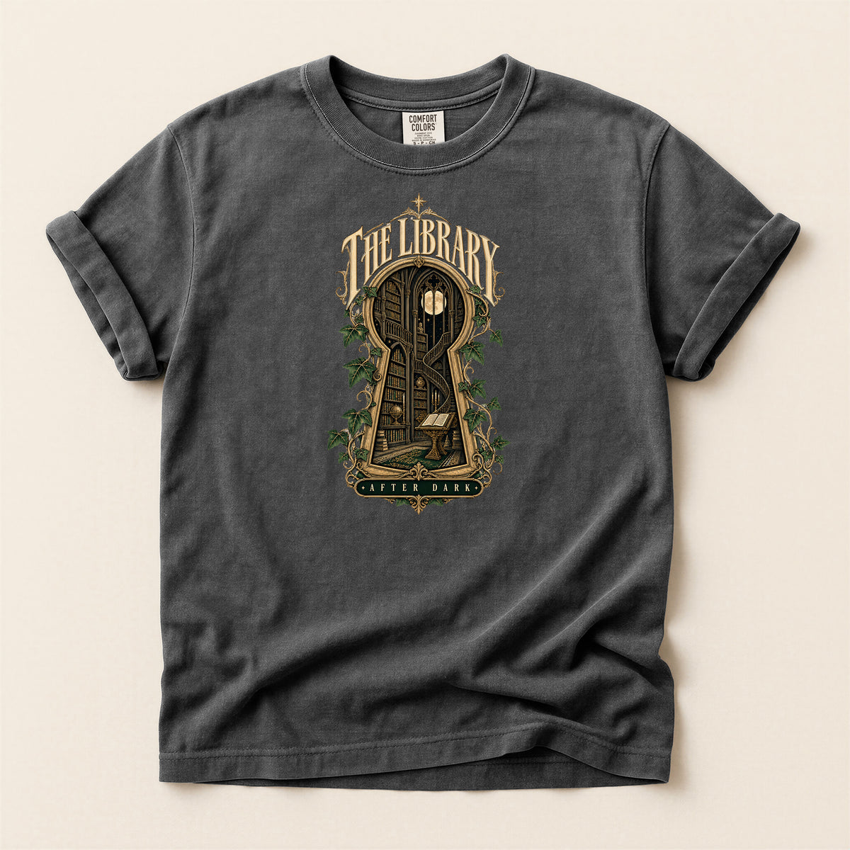 Library Keyhole T-Shirt — "The Library" Vintage Booklover Tee