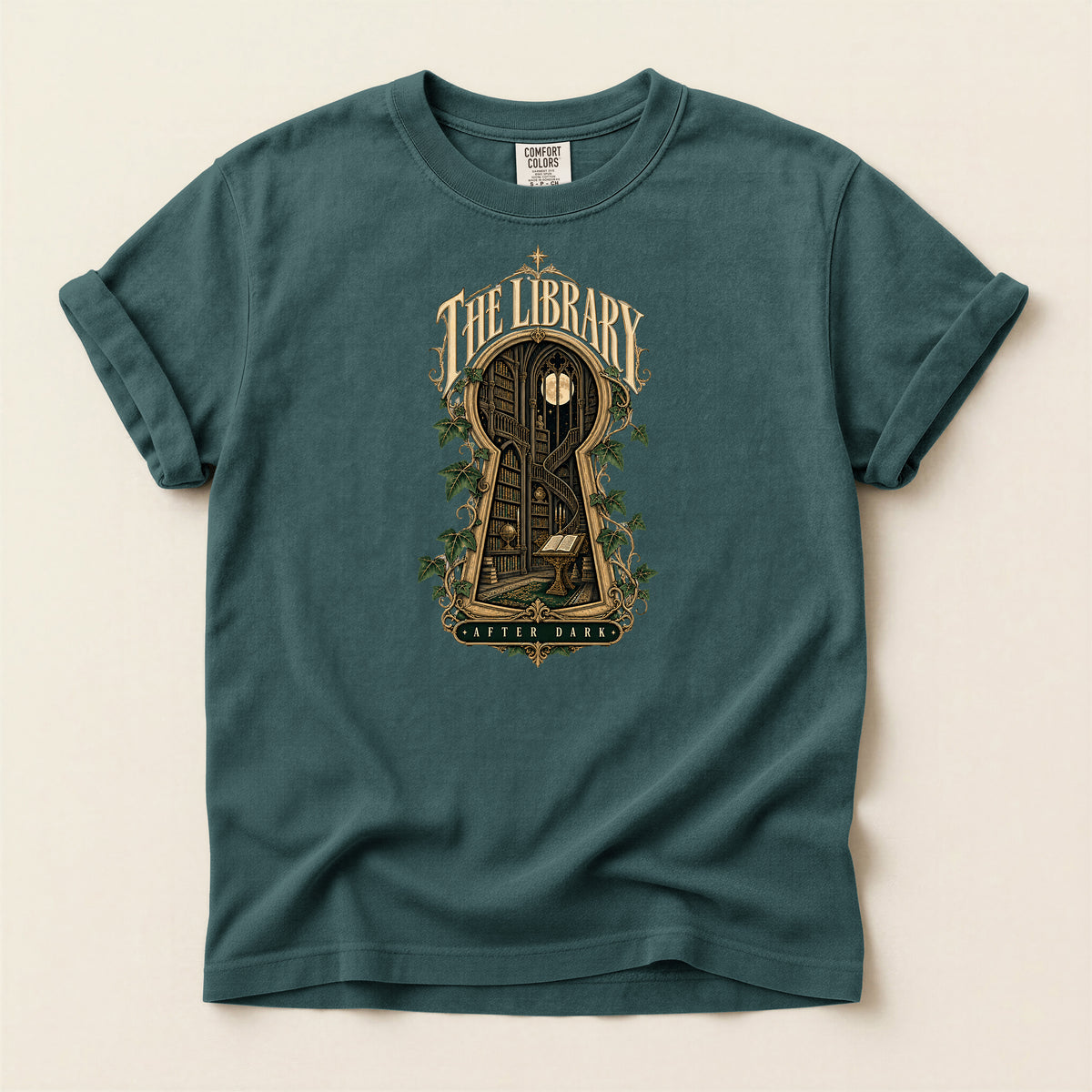 Library Keyhole T-Shirt — "The Library" Vintage Booklover Tee
