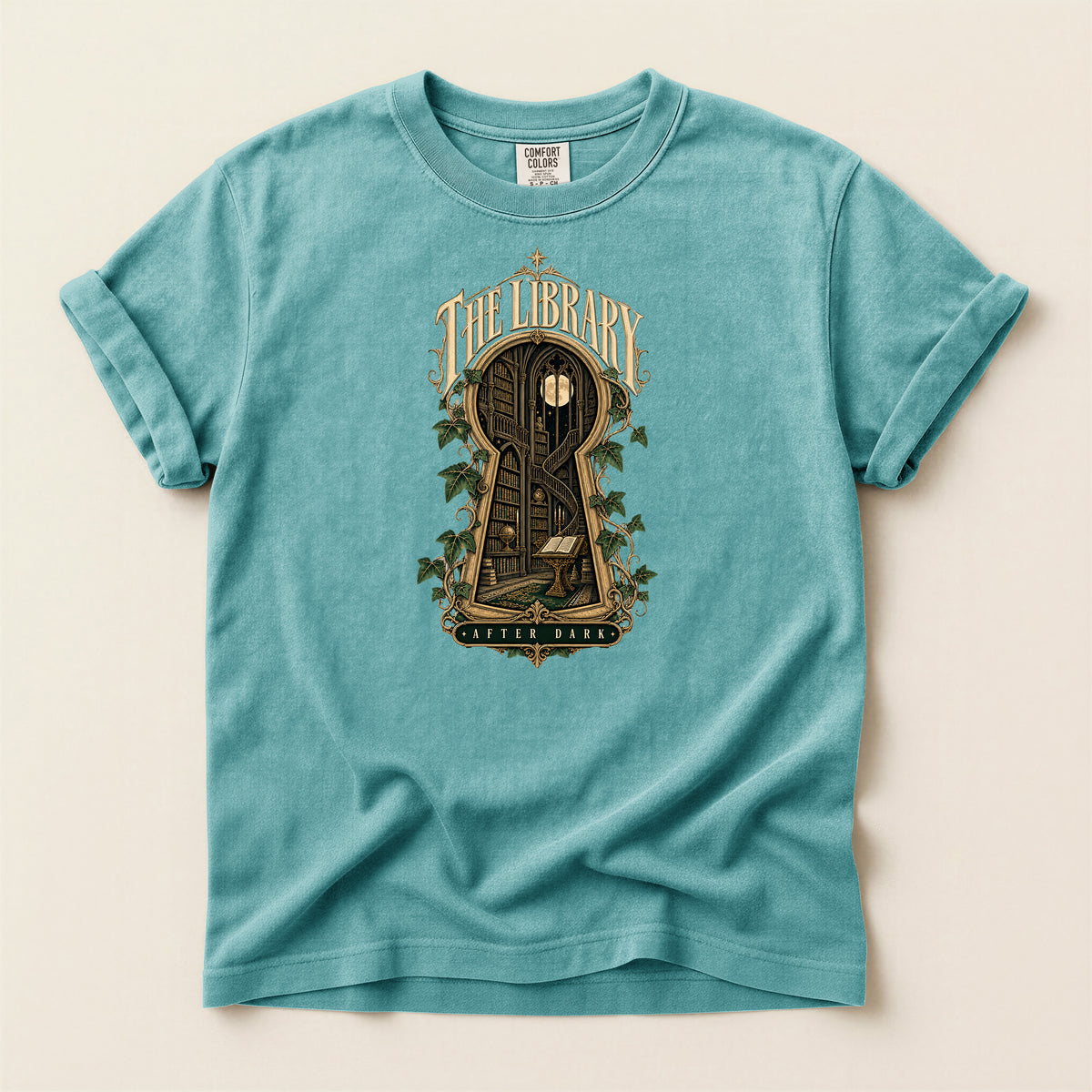 Library Keyhole T-Shirt — "The Library" Vintage Booklover Tee