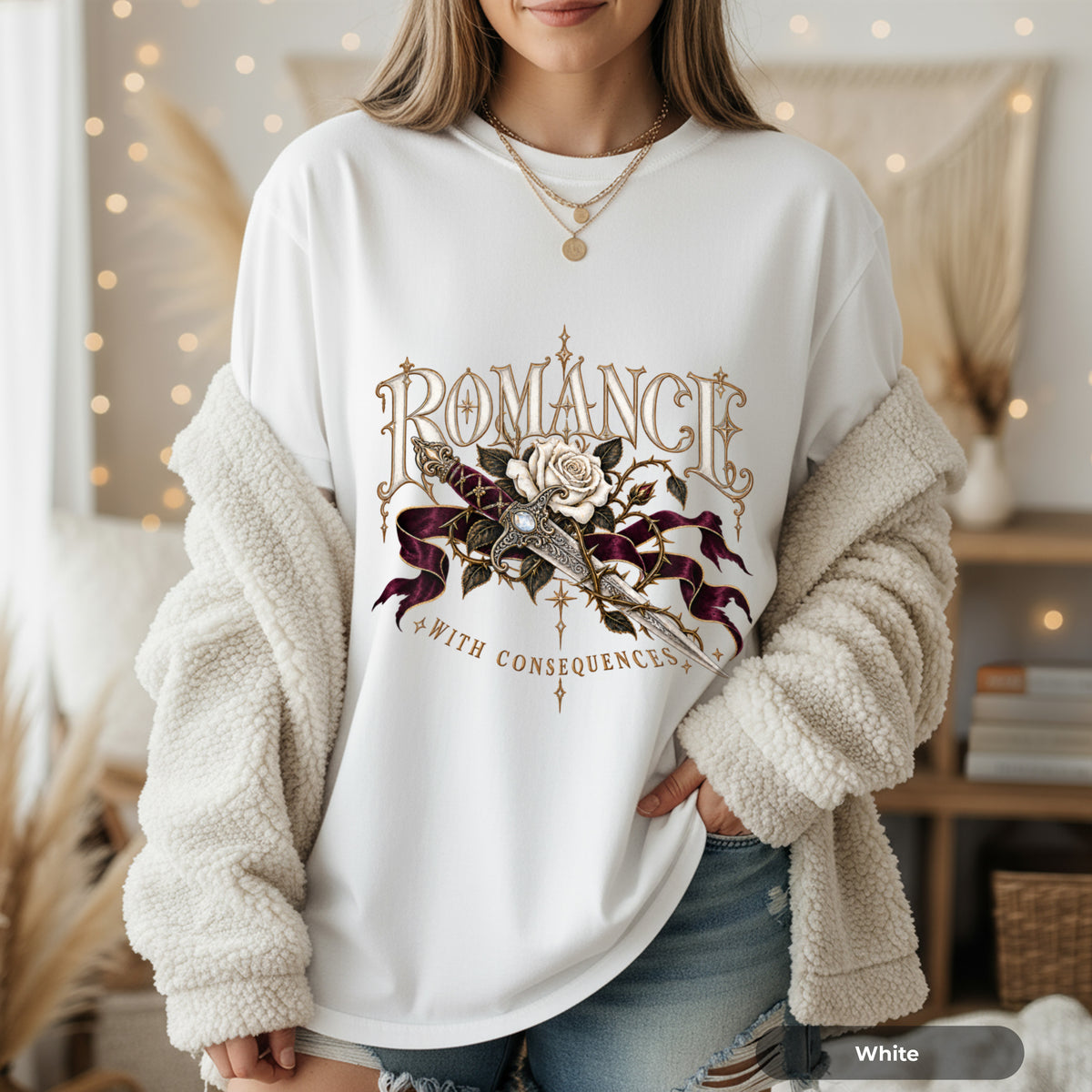 Romance Rose Dagger T-Shirt — "Romance: Worth Consequences" Graphic Tee