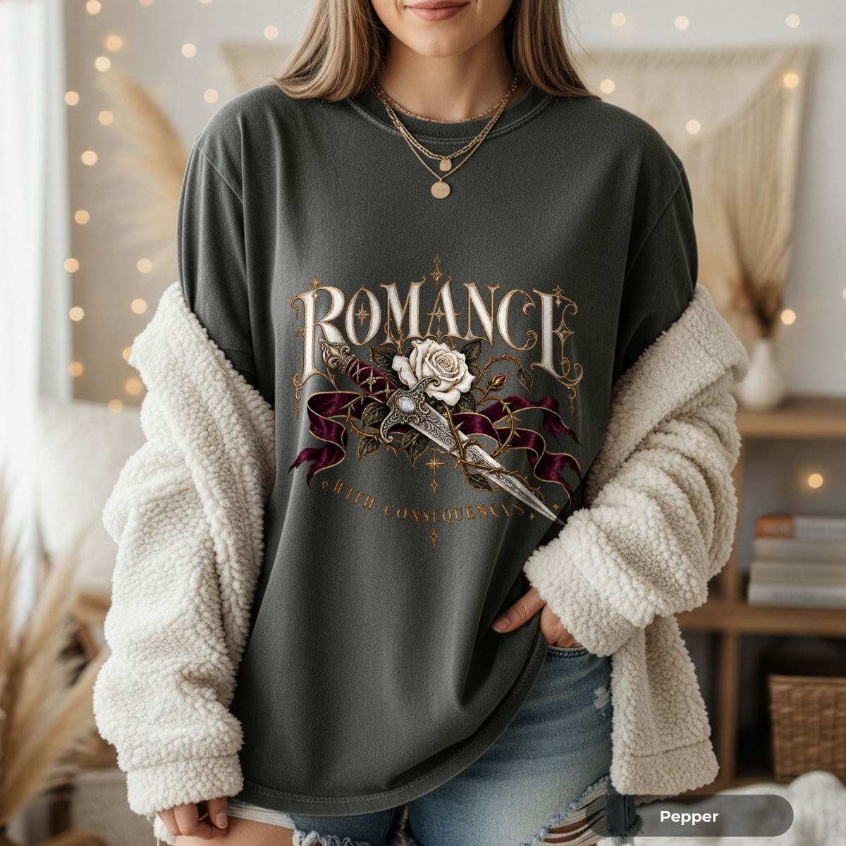 Romance Rose Dagger T-Shirt — "Romance: Worth Consequences" Graphic Tee