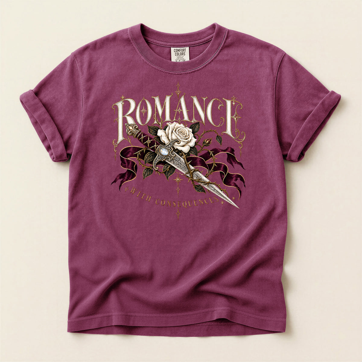 Romance Rose Dagger T-Shirt — "Romance: Worth Consequences" Graphic Tee