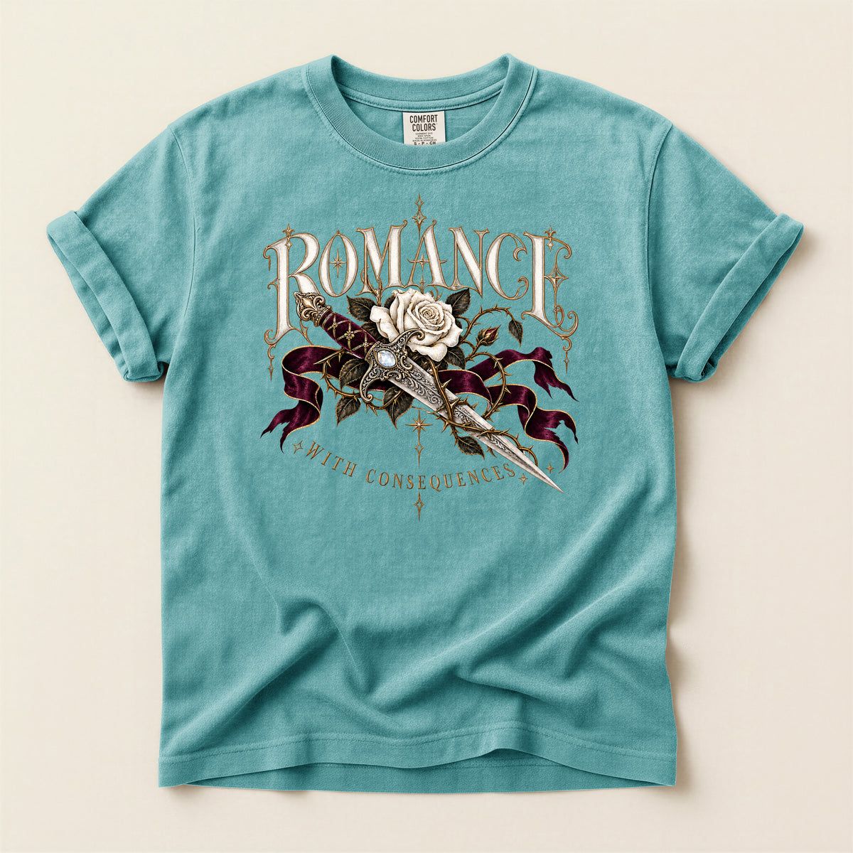 Romance Rose Dagger T-Shirt — "Romance: Worth Consequences" Graphic Tee