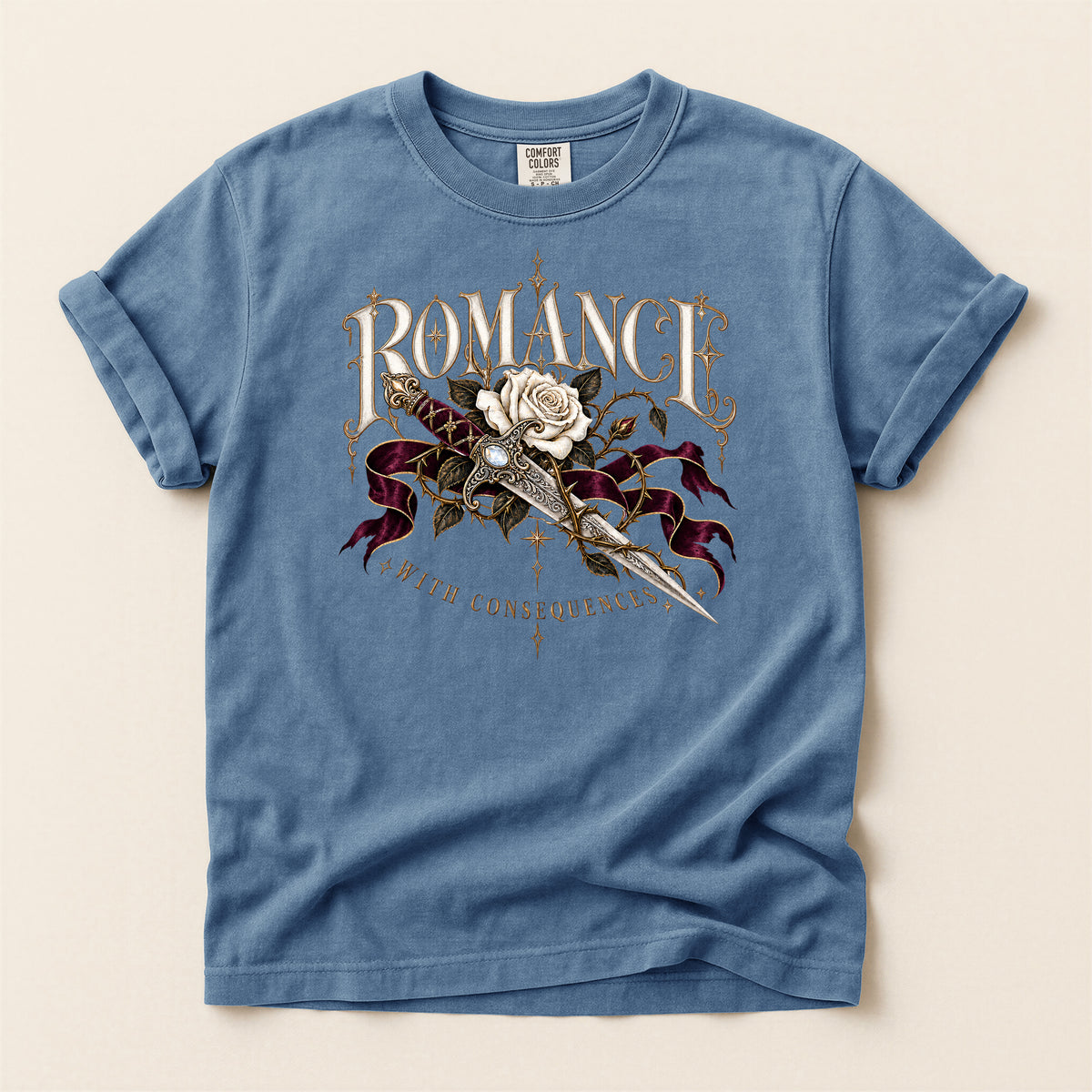 Romance Rose Dagger T-Shirt — "Romance: Worth Consequences" Graphic Tee
