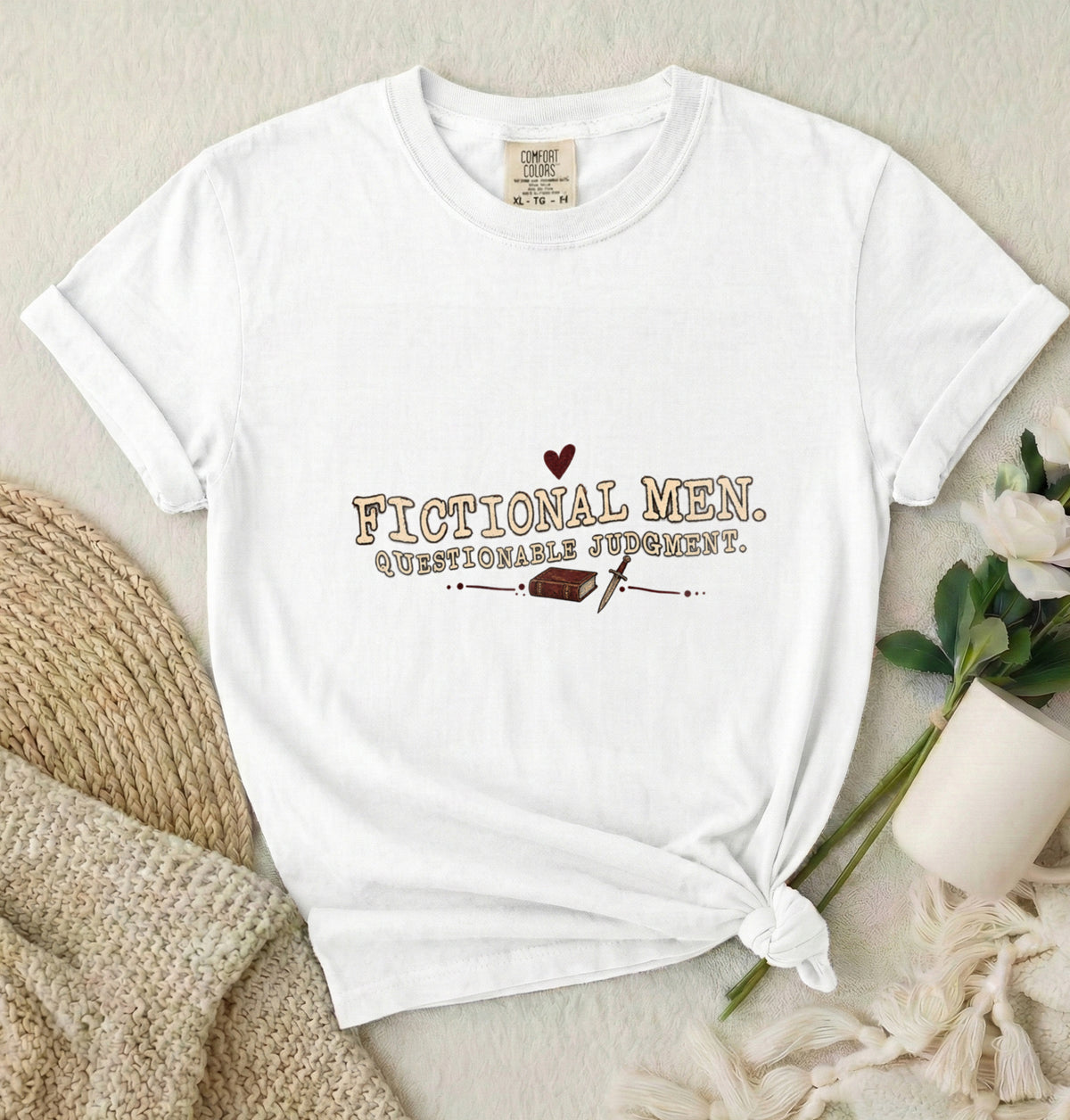 Fictional Men T-Shirt — "Questionable Supporter" Literary Book Lover Tee