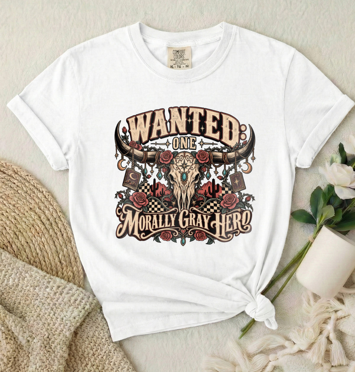 Wanted: One Morally Gray Hero Graphic T-Shirt
