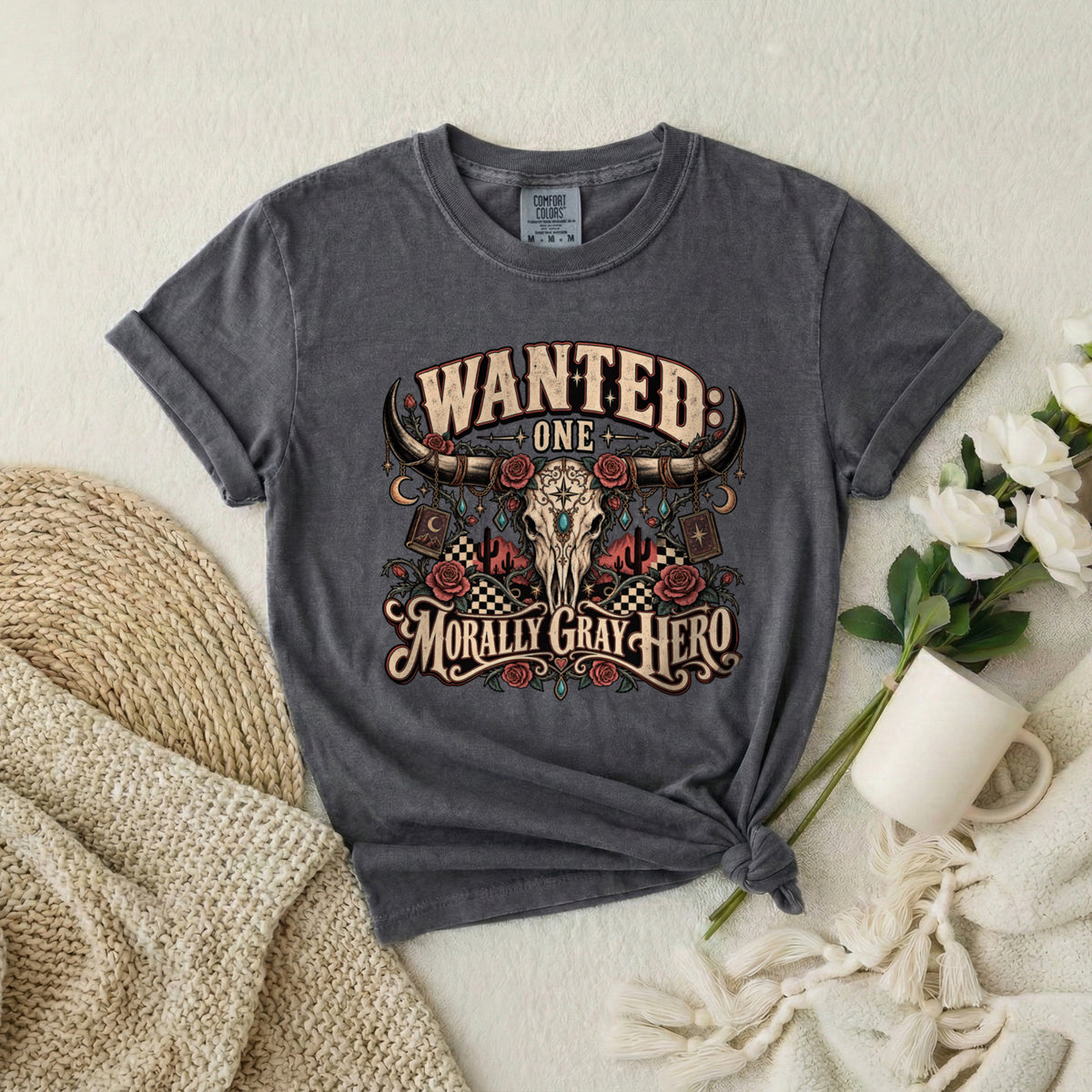 Wanted: One Morally Gray Hero Graphic T-Shirt