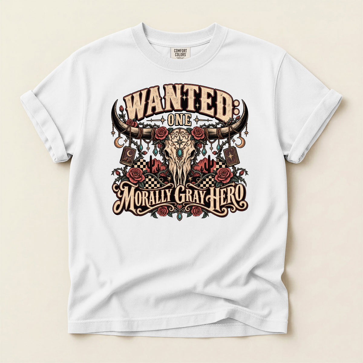 Wanted: One Morally Gray Hero Graphic T-Shirt