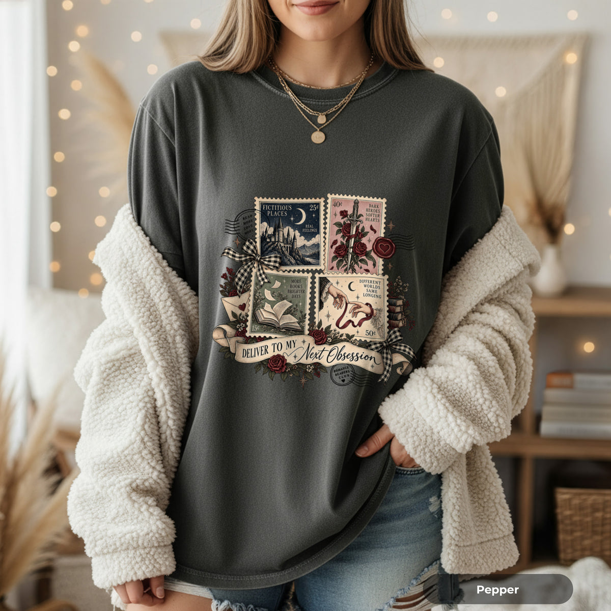 Stamps T-Shirt — 'Deliver to My Next Obsession' Vintage Mystic Tee