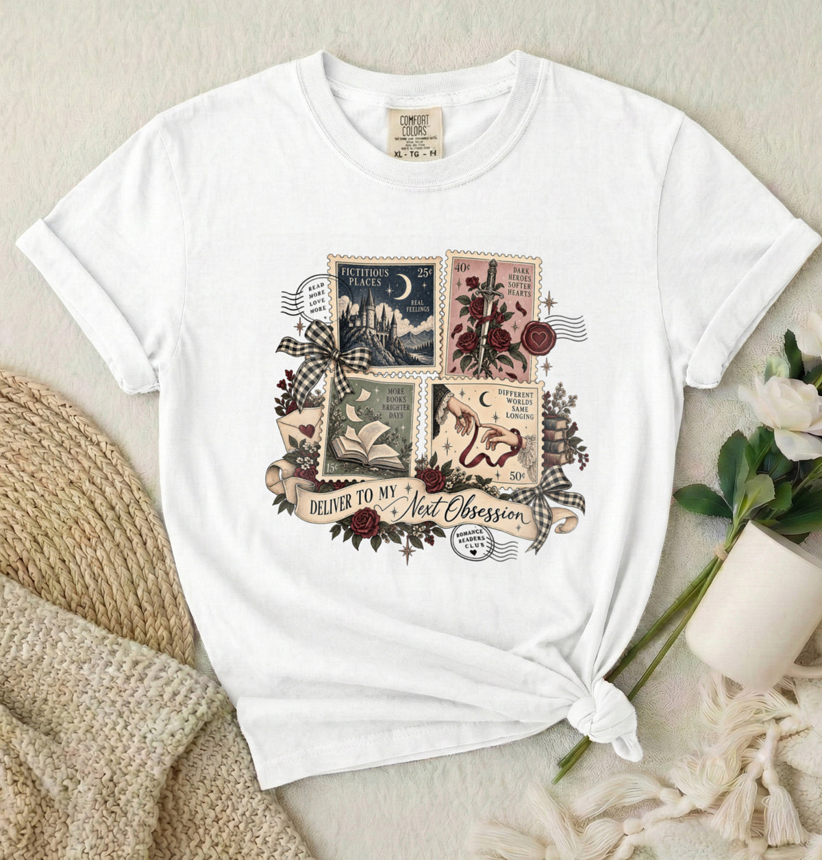 Stamps T-Shirt — 'Deliver to My Next Obsession' Vintage Mystic Tee