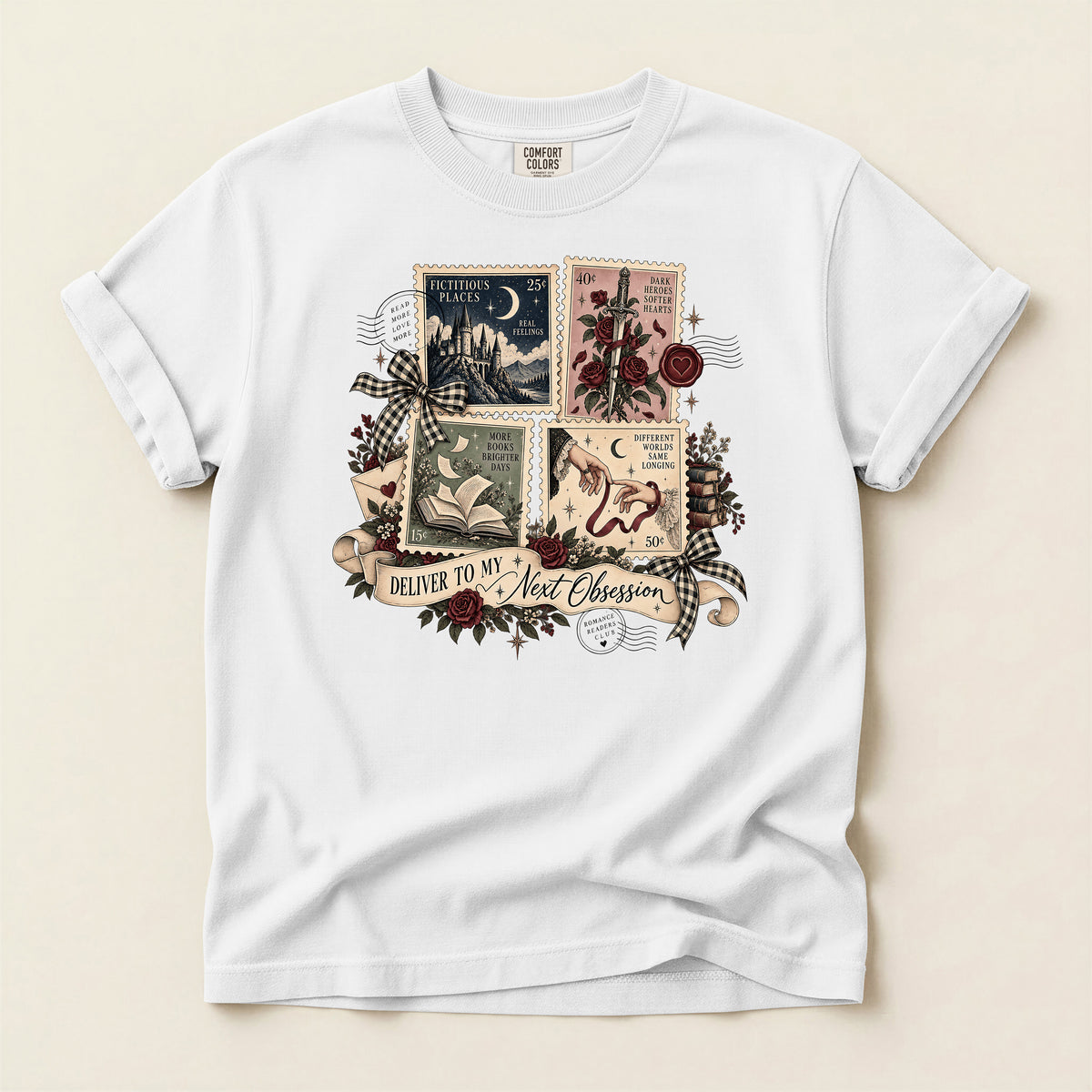 Stamps T-Shirt — 'Deliver to My Next Obsession' Vintage Mystic Tee