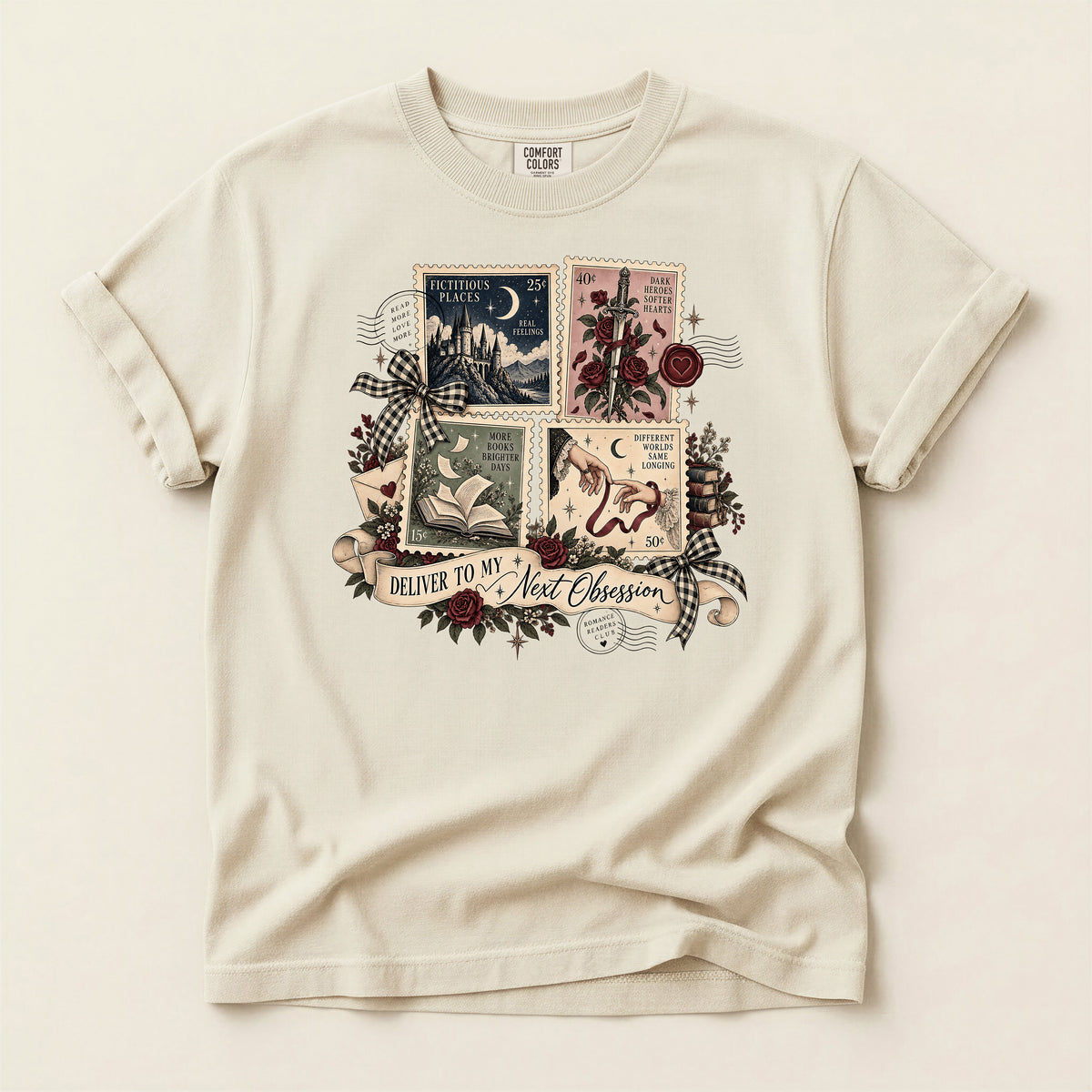 Stamps T-Shirt — 'Deliver to My Next Obsession' Vintage Mystic Tee
