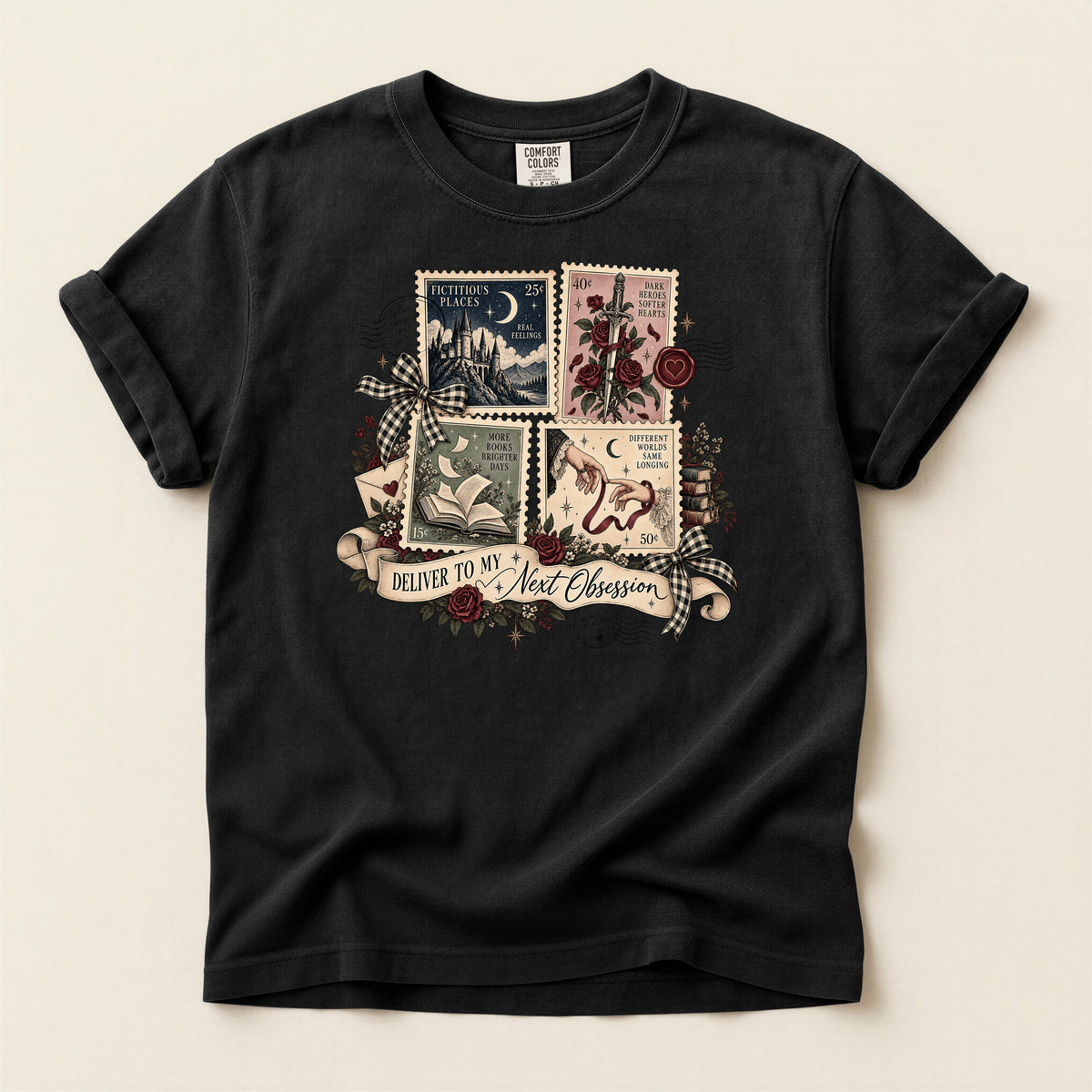 Stamps T-Shirt — 'Deliver to My Next Obsession' Vintage Mystic Tee
