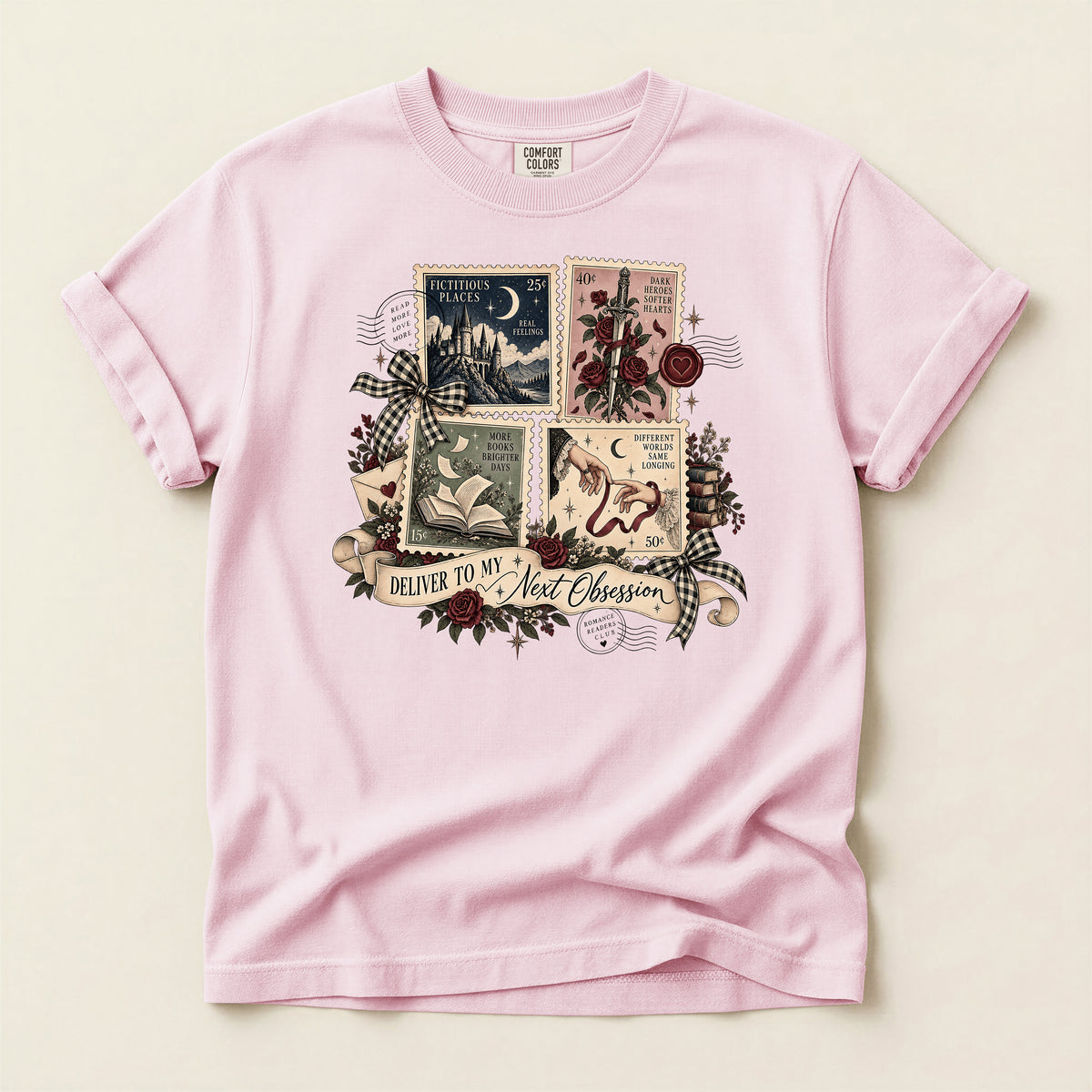 Stamps T-Shirt — 'Deliver to My Next Obsession' Vintage Mystic Tee